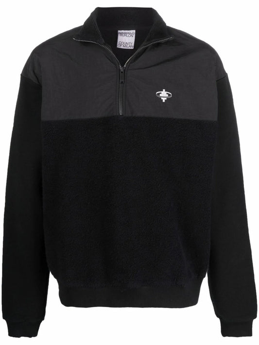 cross-motif panelled sweatshirt