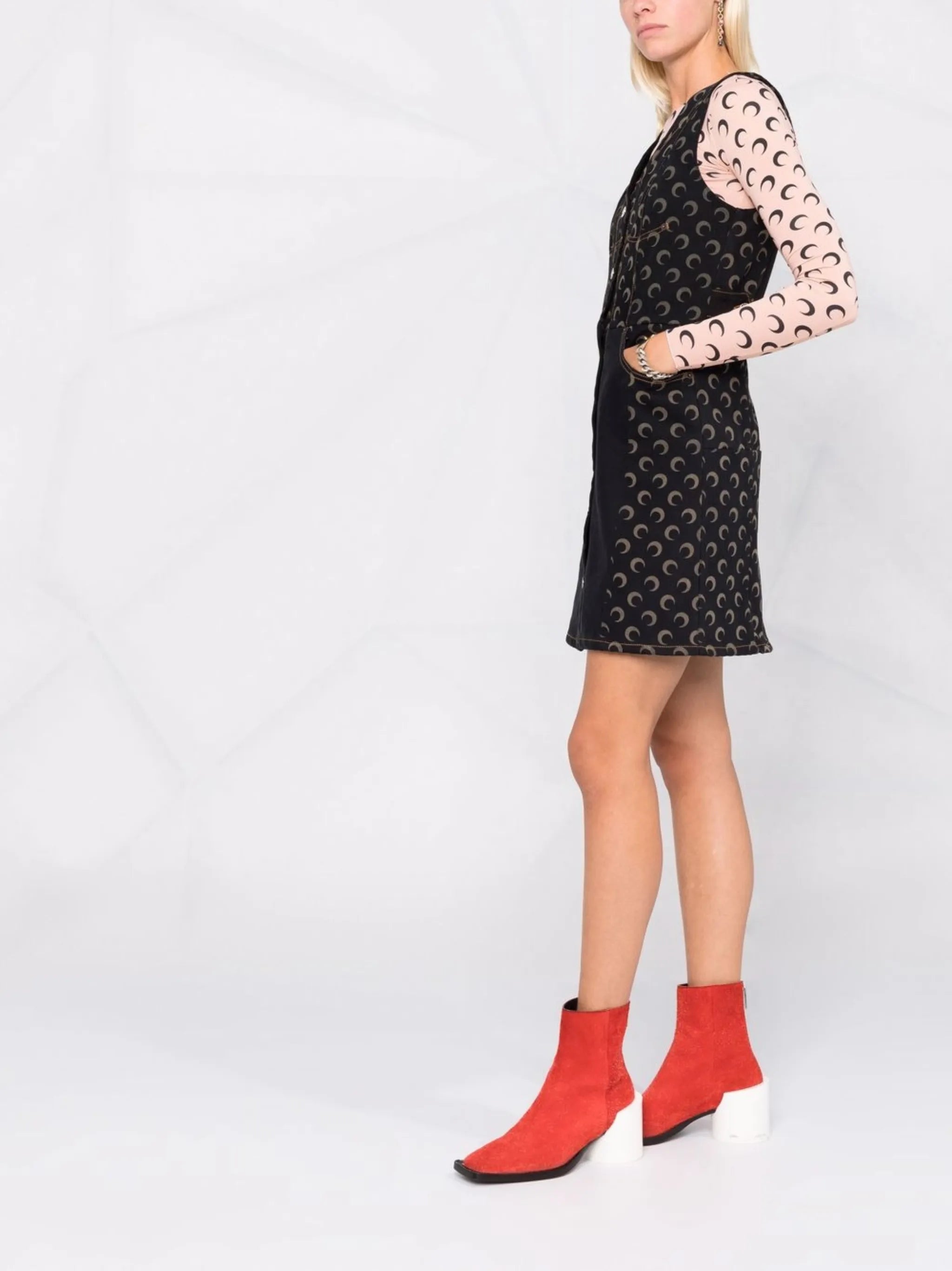 crescent moon denim minidress
