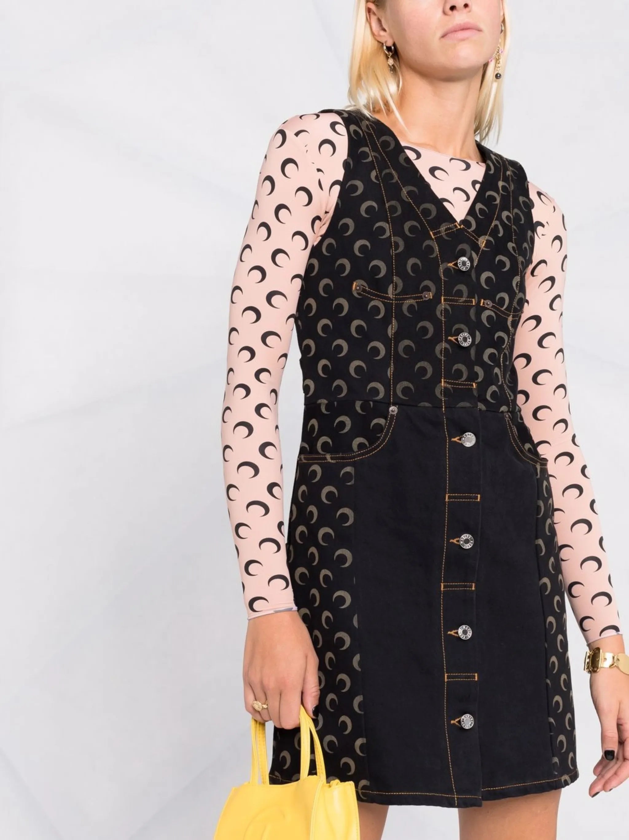 crescent moon denim minidress