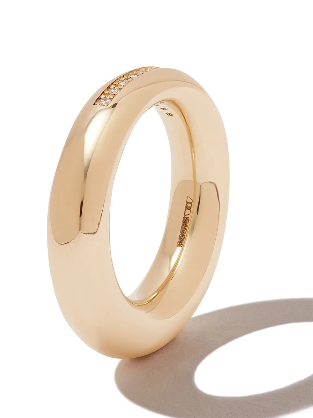 14kt yellow gold Puffy Circle diamond ring