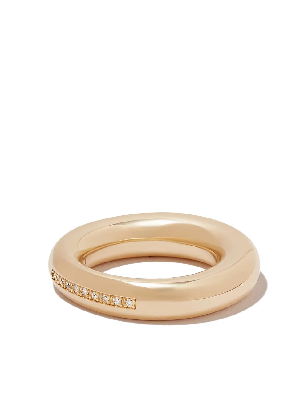 14kt yellow gold Puffy Circle diamond ring