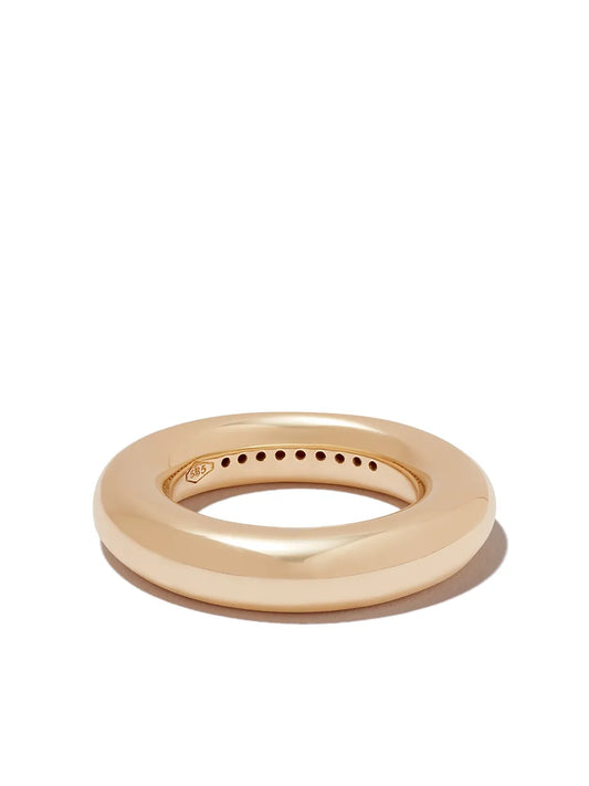 14kt yellow gold Puffy Circle diamond ring