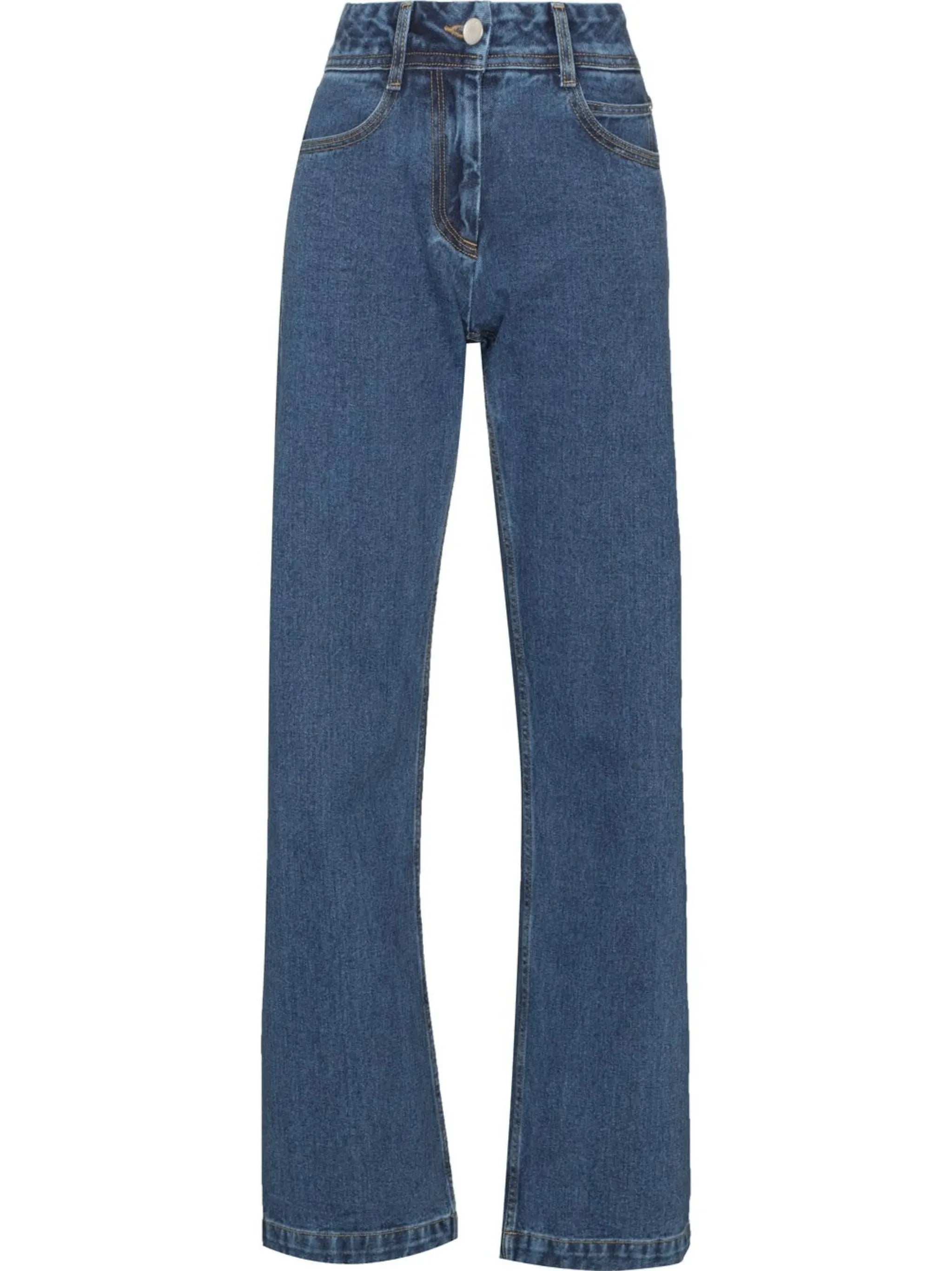 high-waisted straight-leg jeans