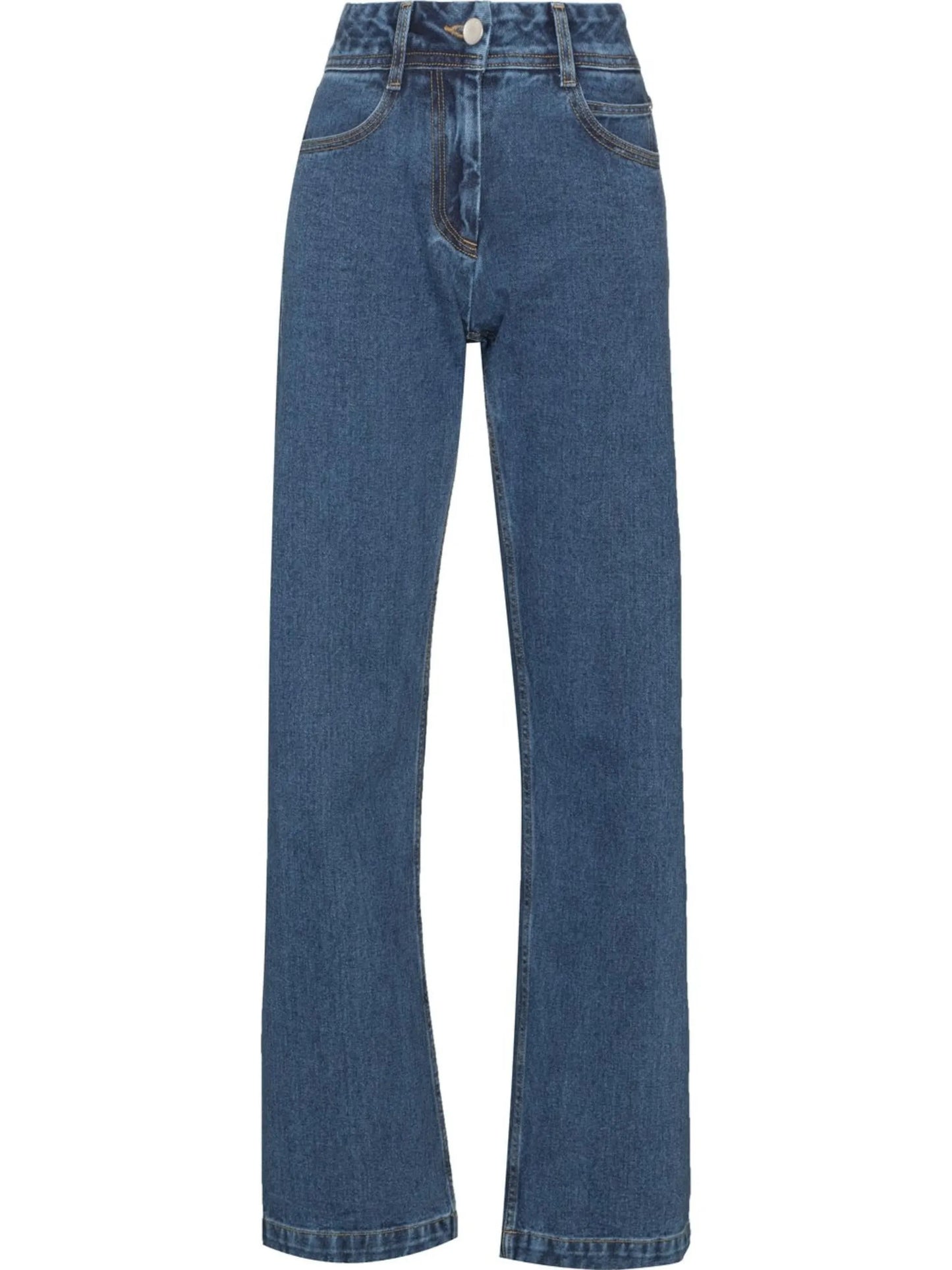 high-waisted straight-leg jeans