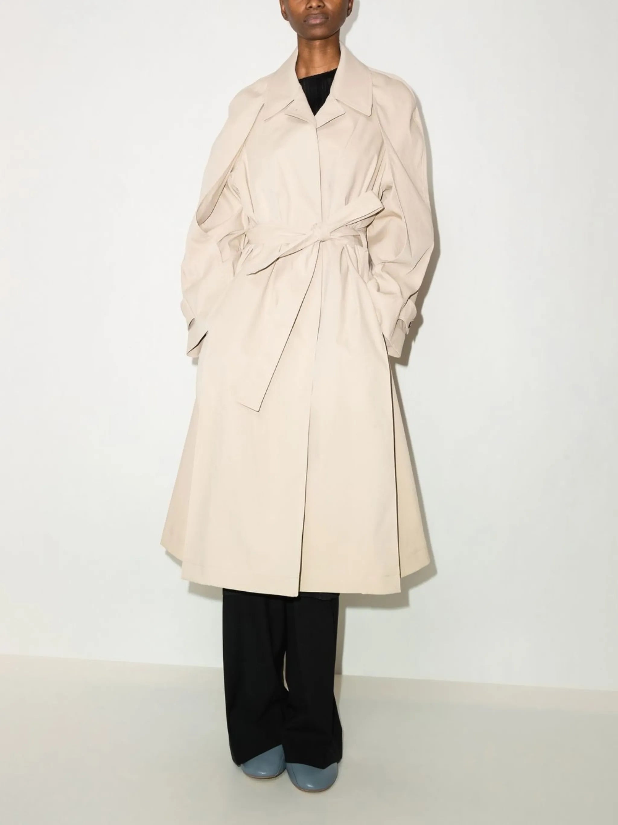 raglan-sleeve trench coat