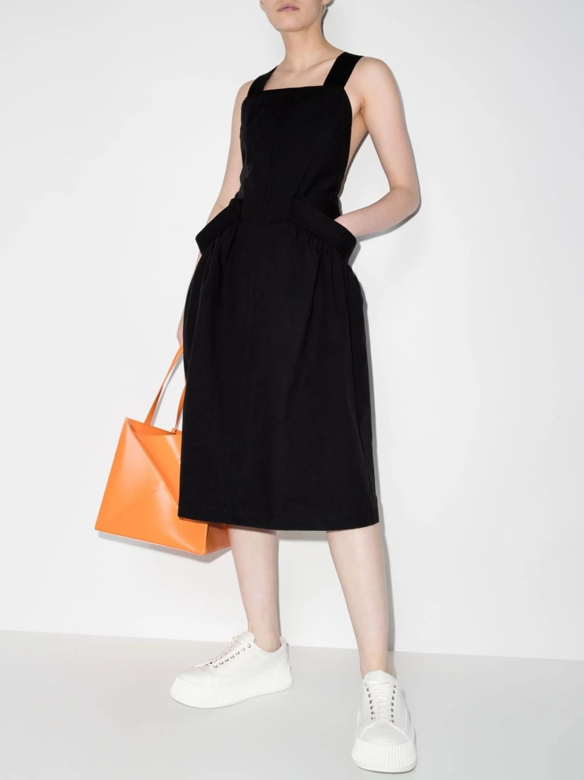 cotton midi apron dress