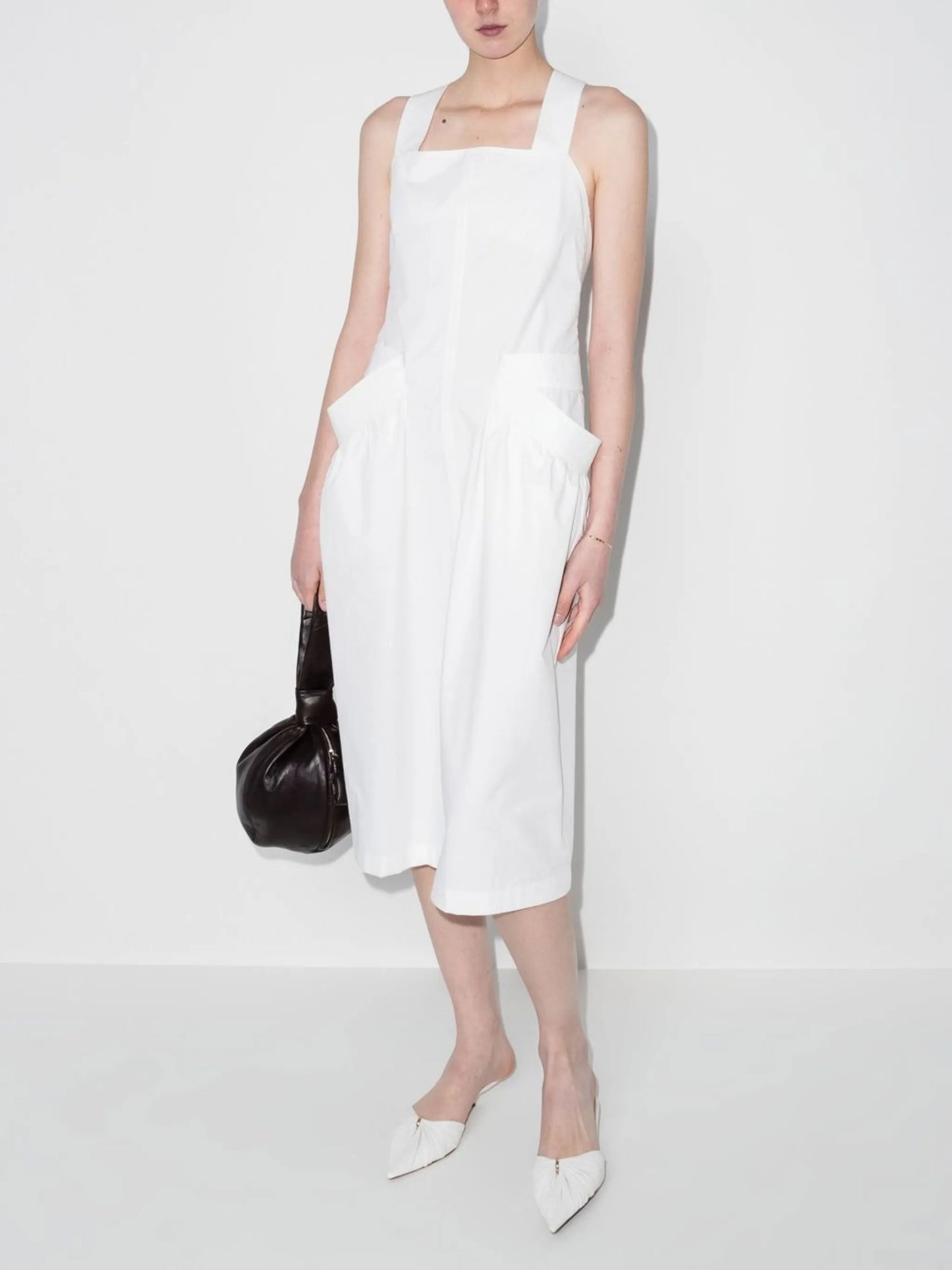 apron-style midi dress