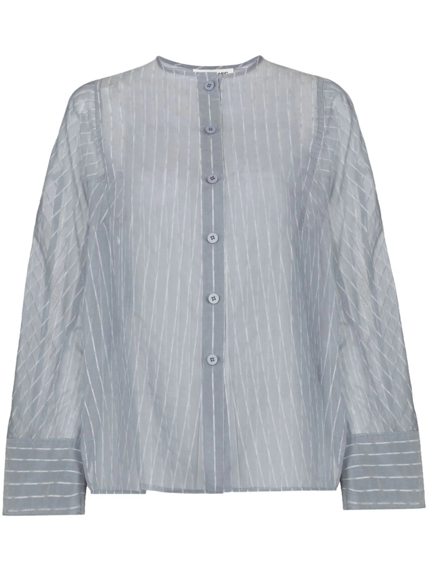 collarless T-pattern shirt