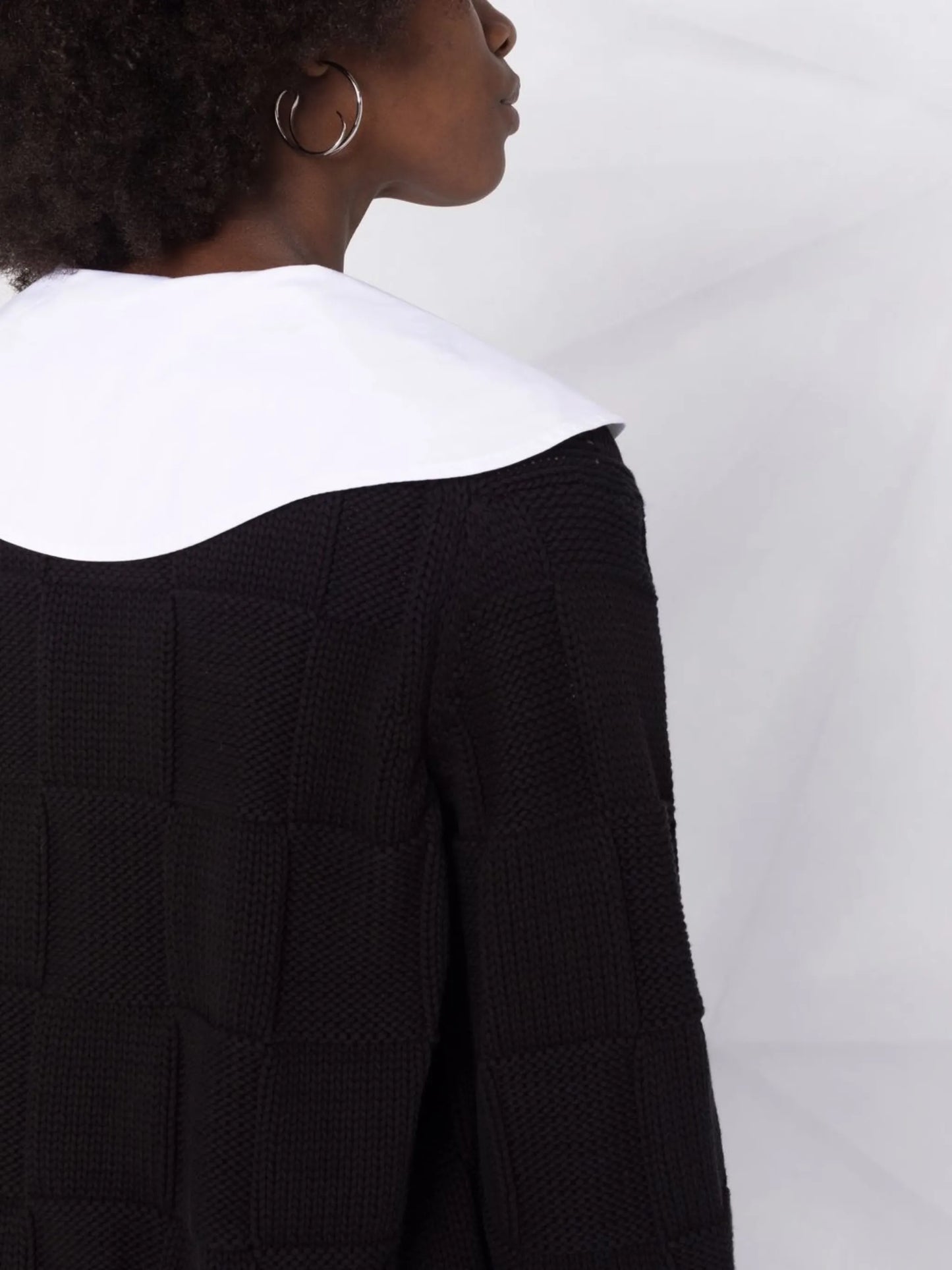 smiley poplin-collar cardigan