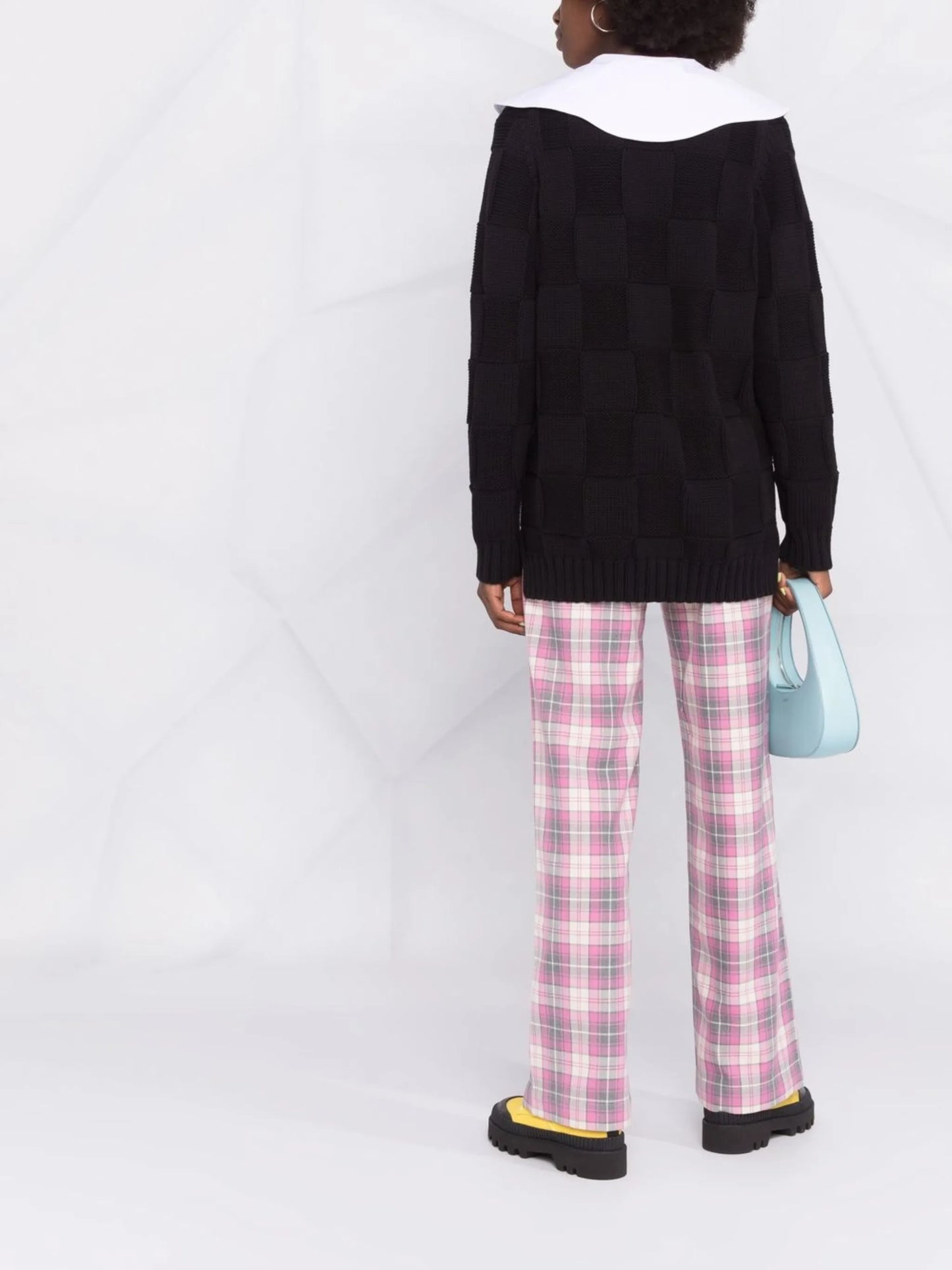 smiley poplin-collar cardigan