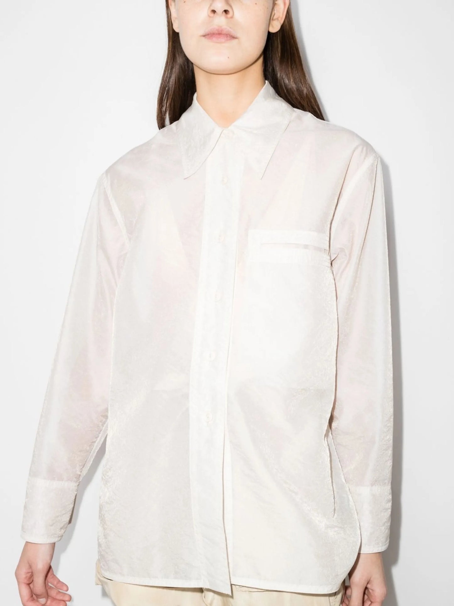 long-sleeved semi-sheer shirt