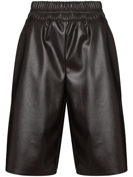 artificial leather Bermuda shorts