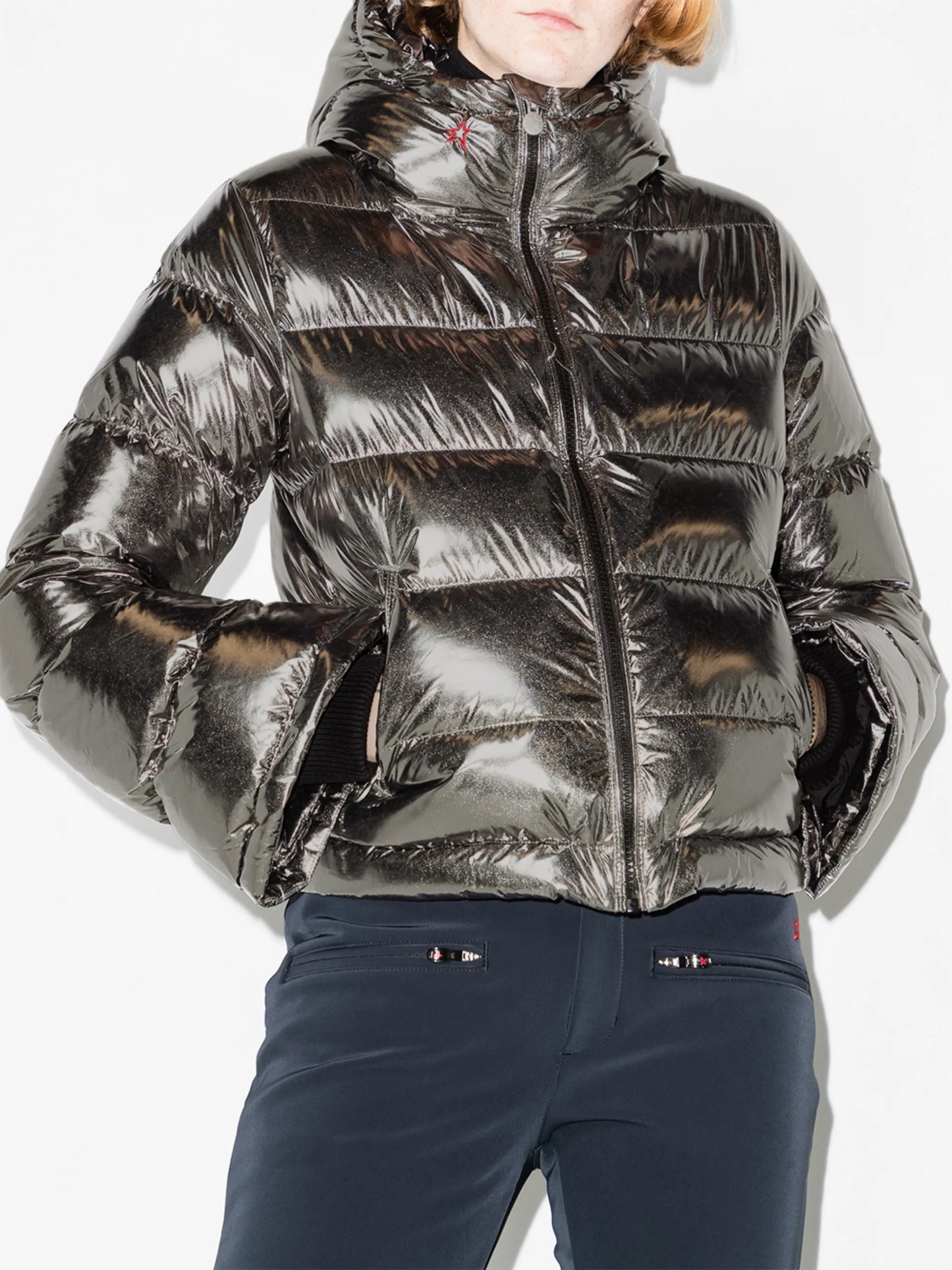 Polar metallic-effect -print ski jacket