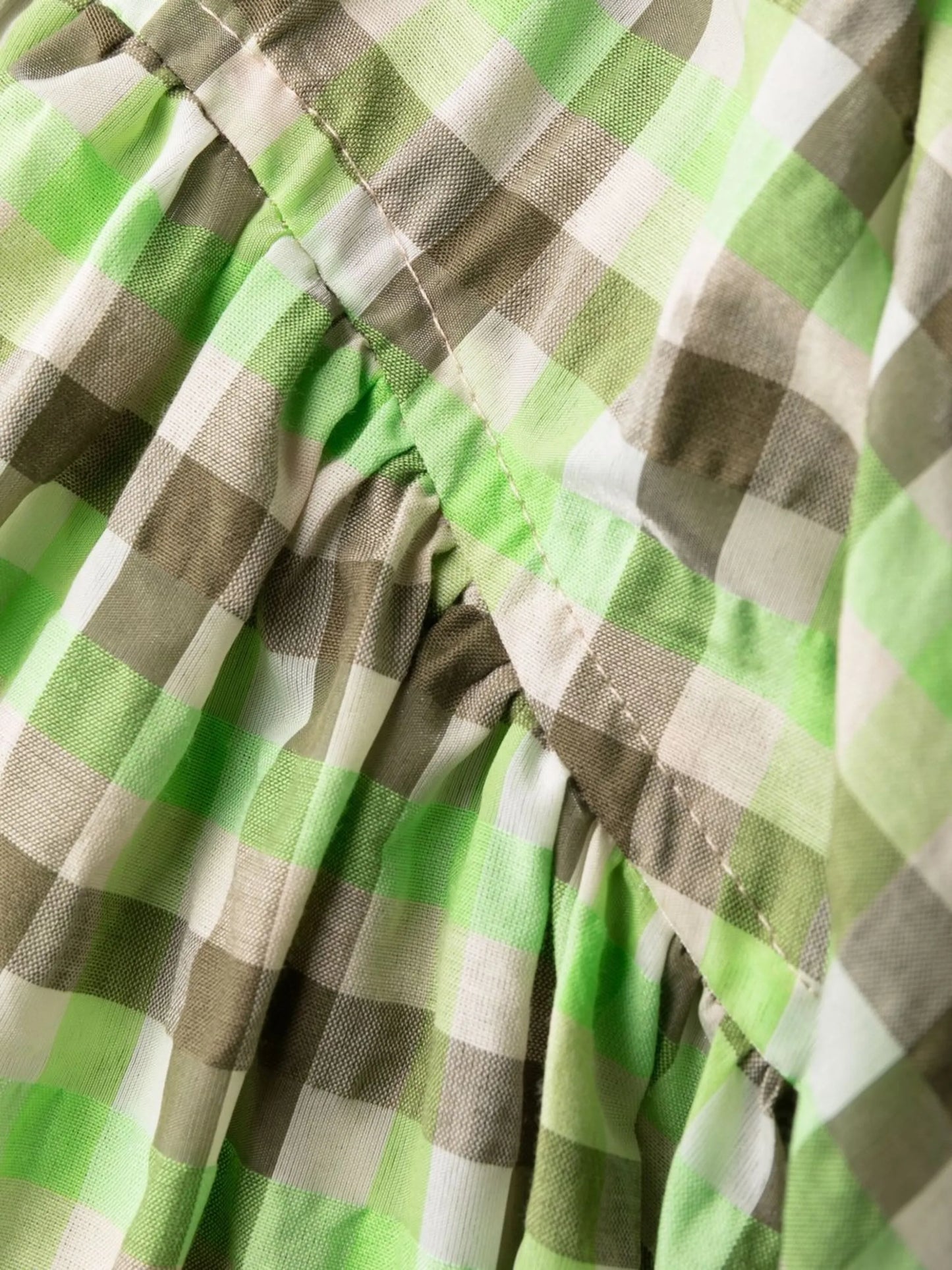 seersucker check-print short-sleeve wrap dress
