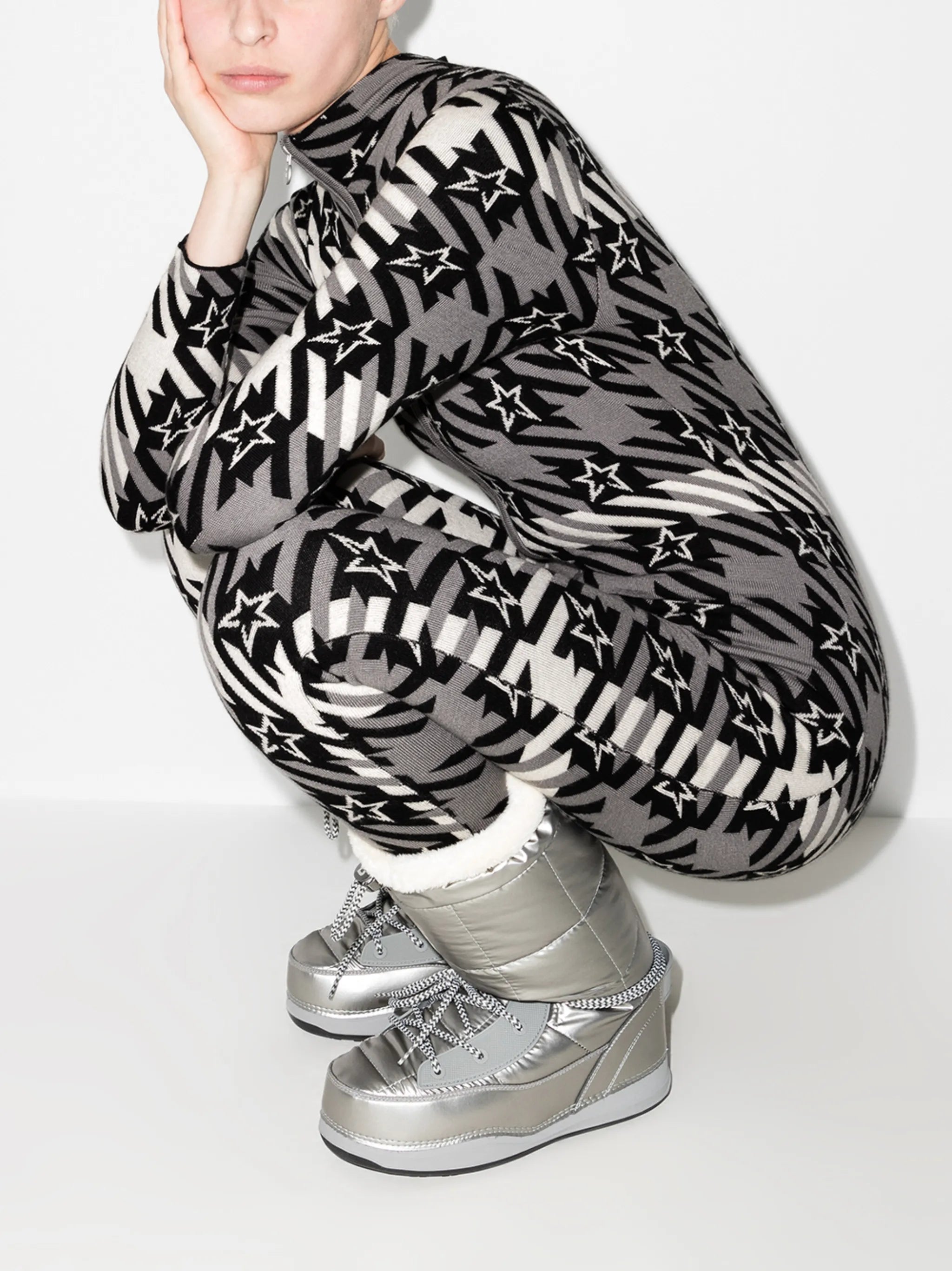 Star Gingham long-sleeve performance jumpsuit