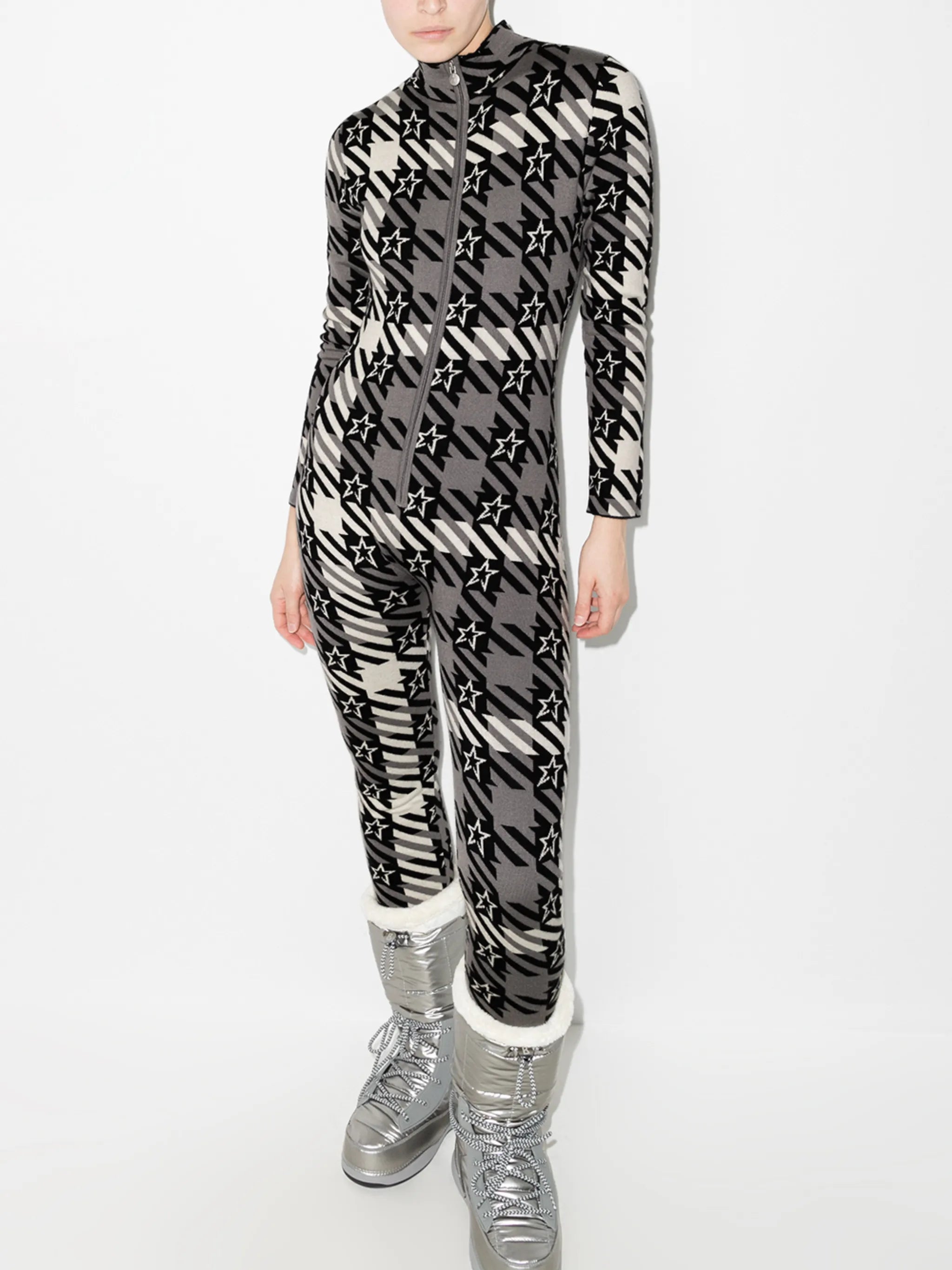 Star Gingham long-sleeve performance jumpsuit