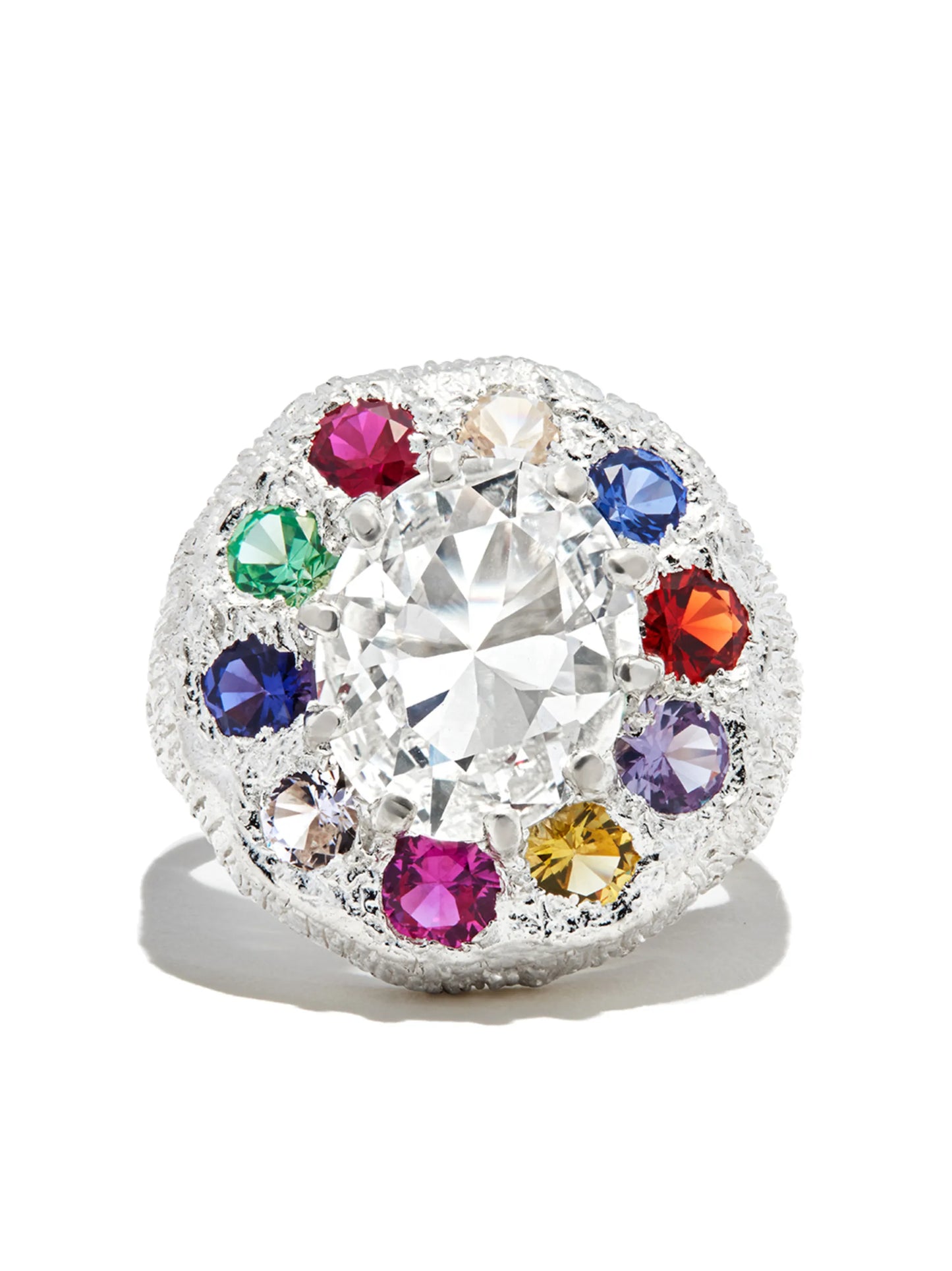 silver sapphire signet ring
