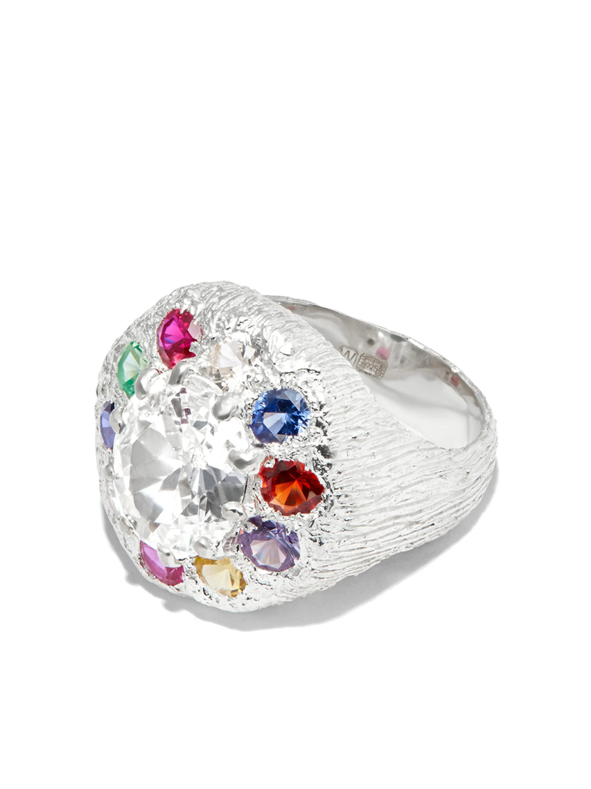 silver sapphire signet ring