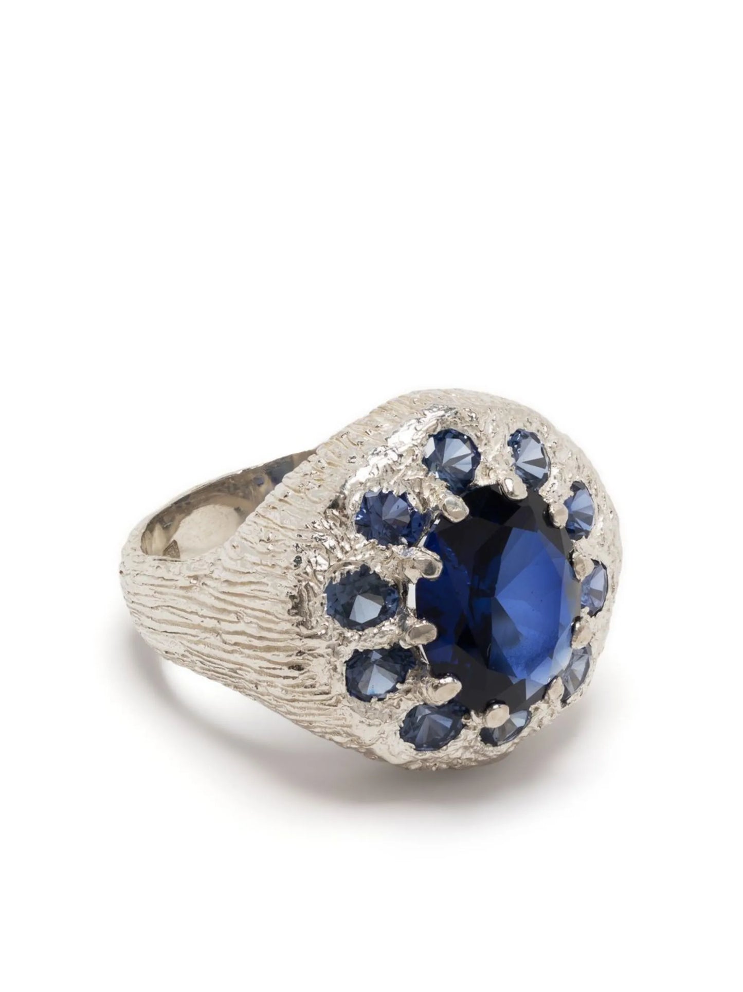silver sapphire signet ring