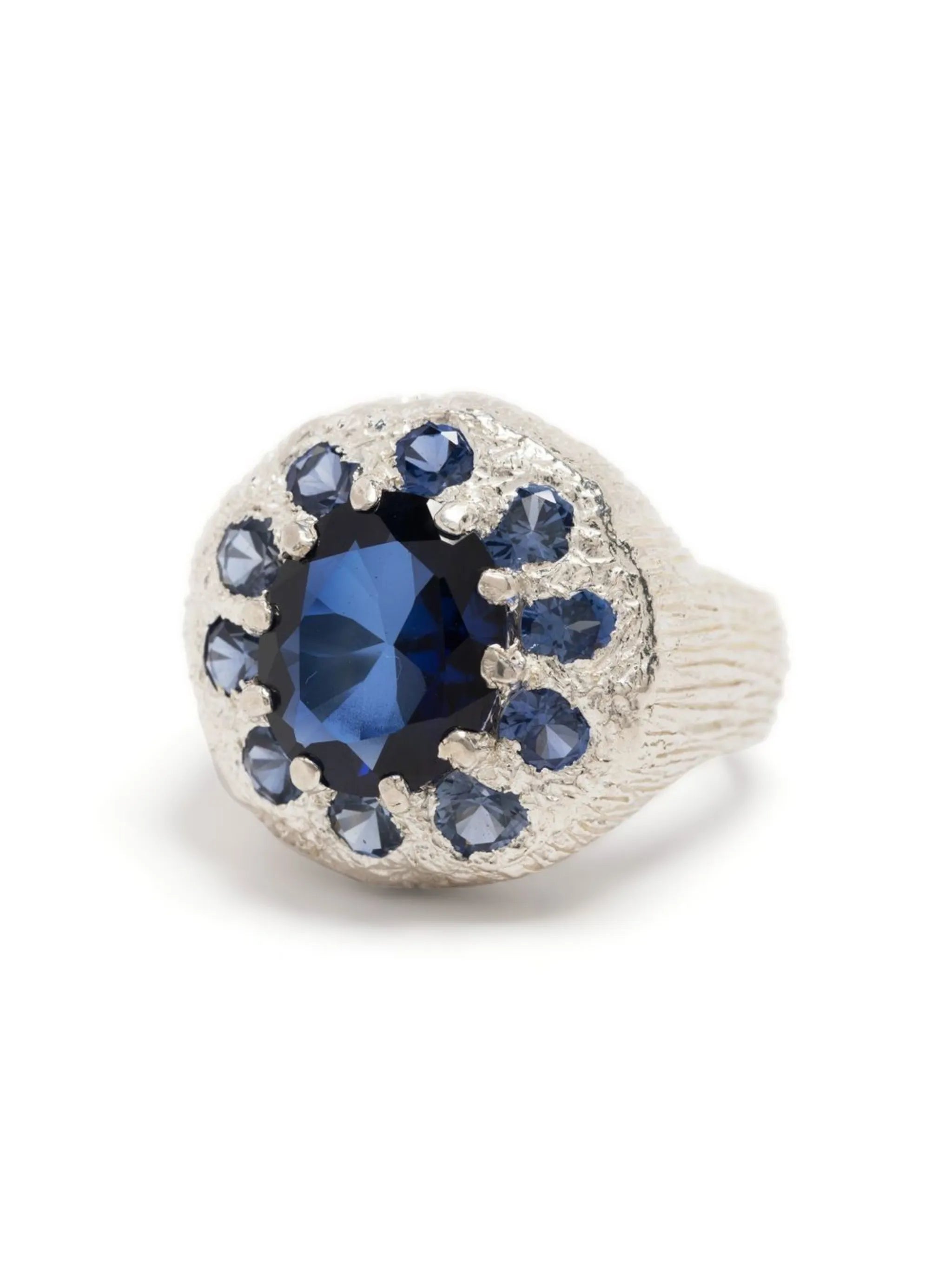 silver sapphire signet ring