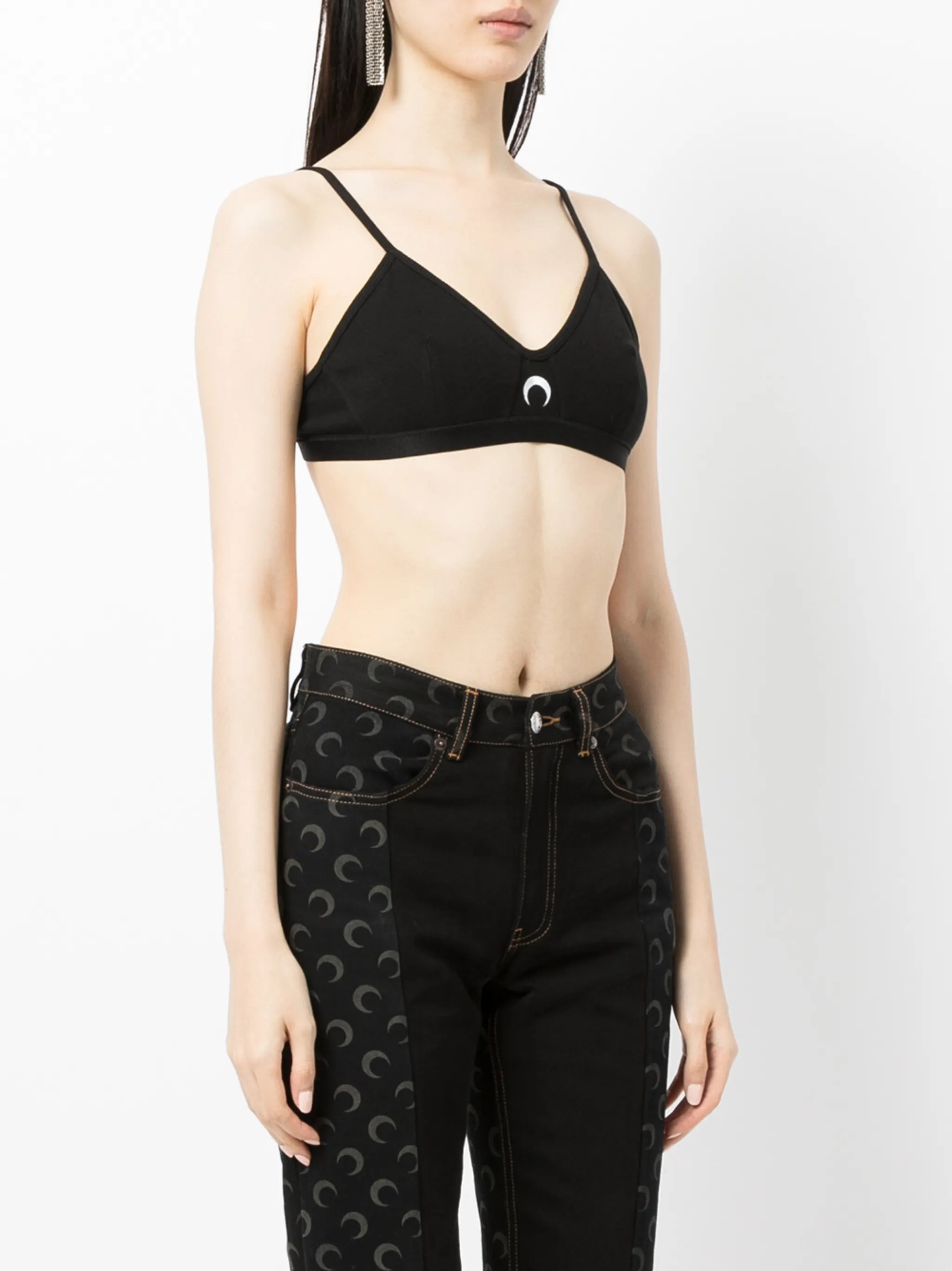 crescent moon-print sports bra