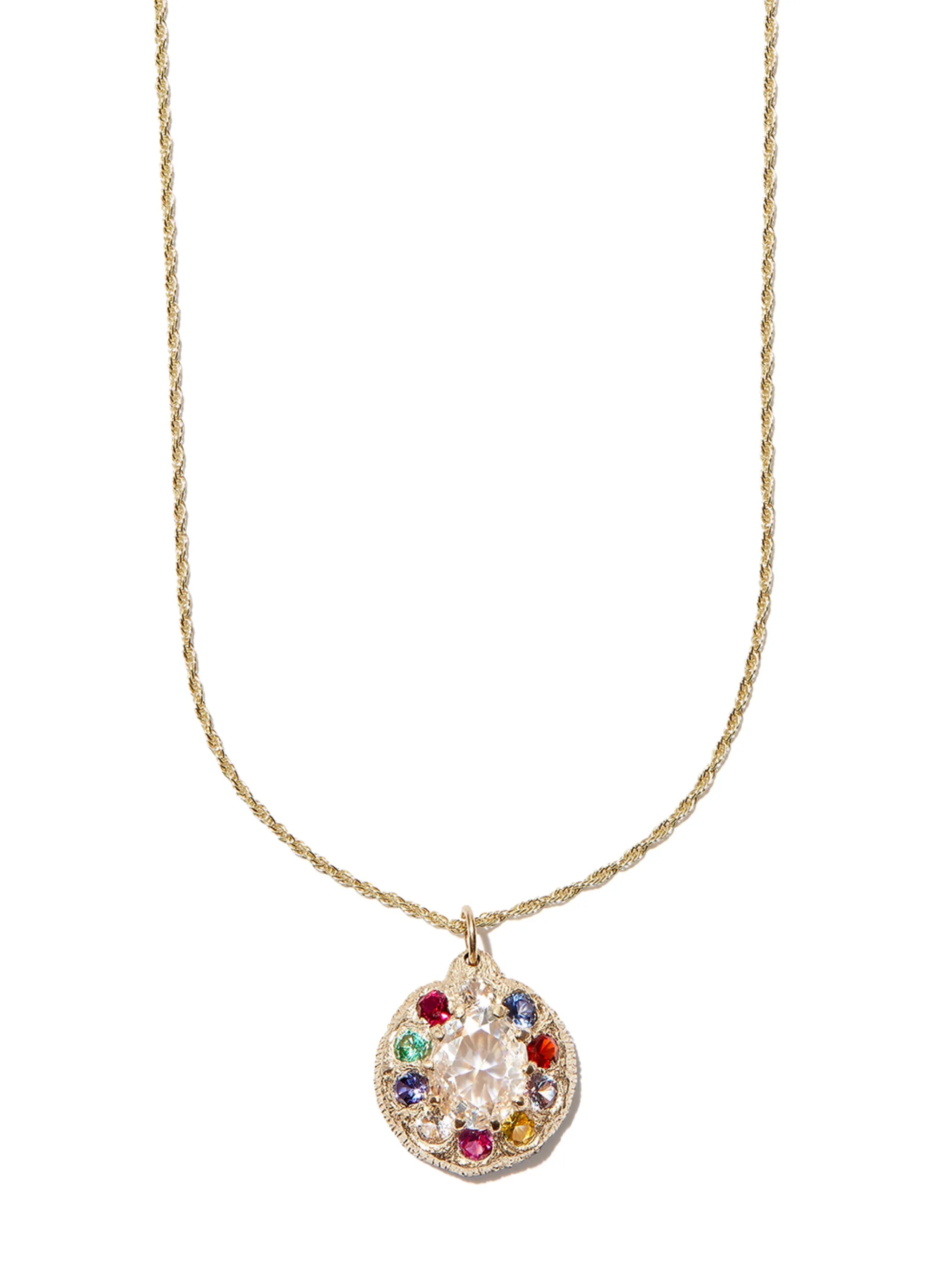 9kt yellow gold sapphire necklace