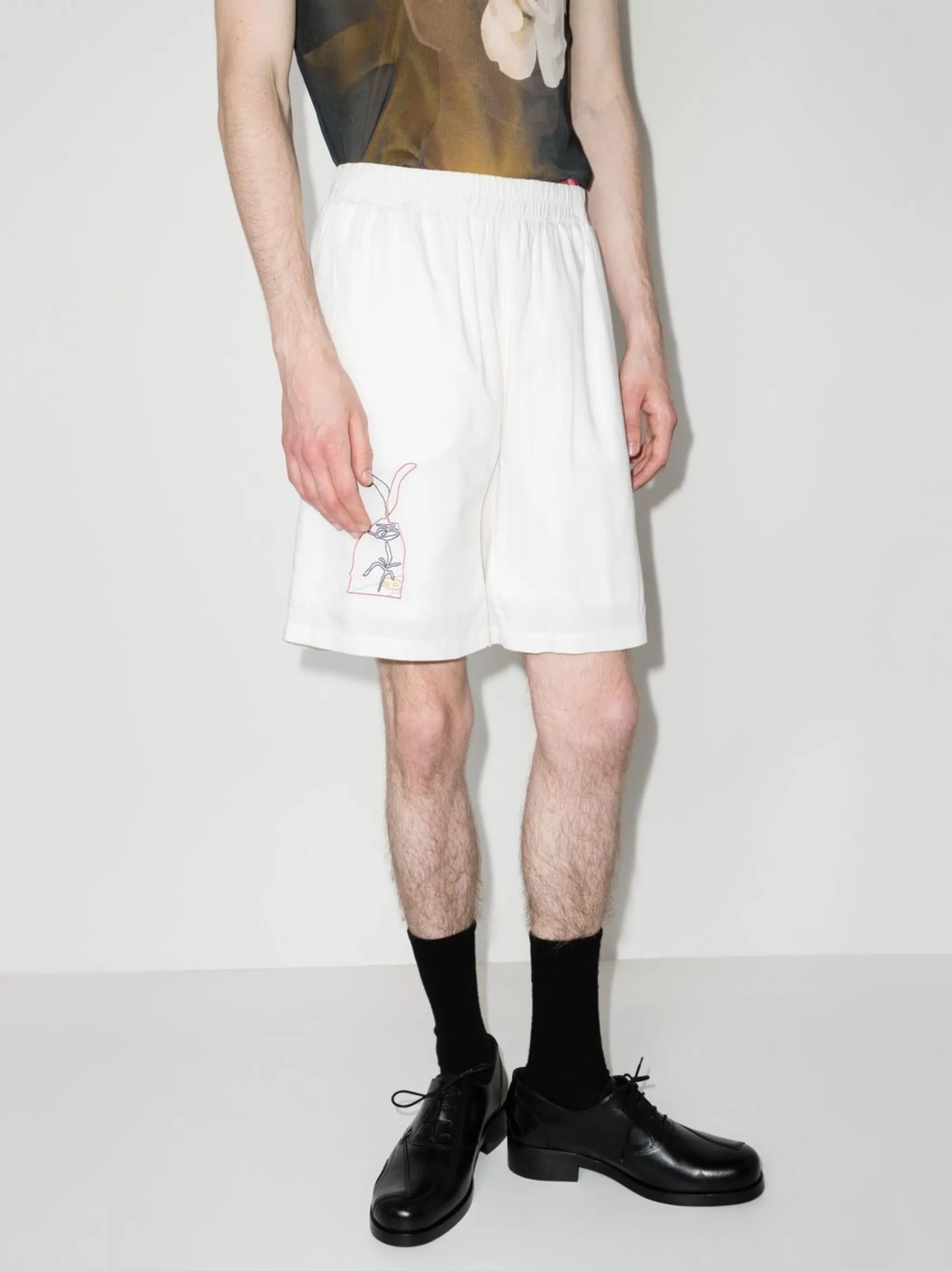 embroidered track shorts
