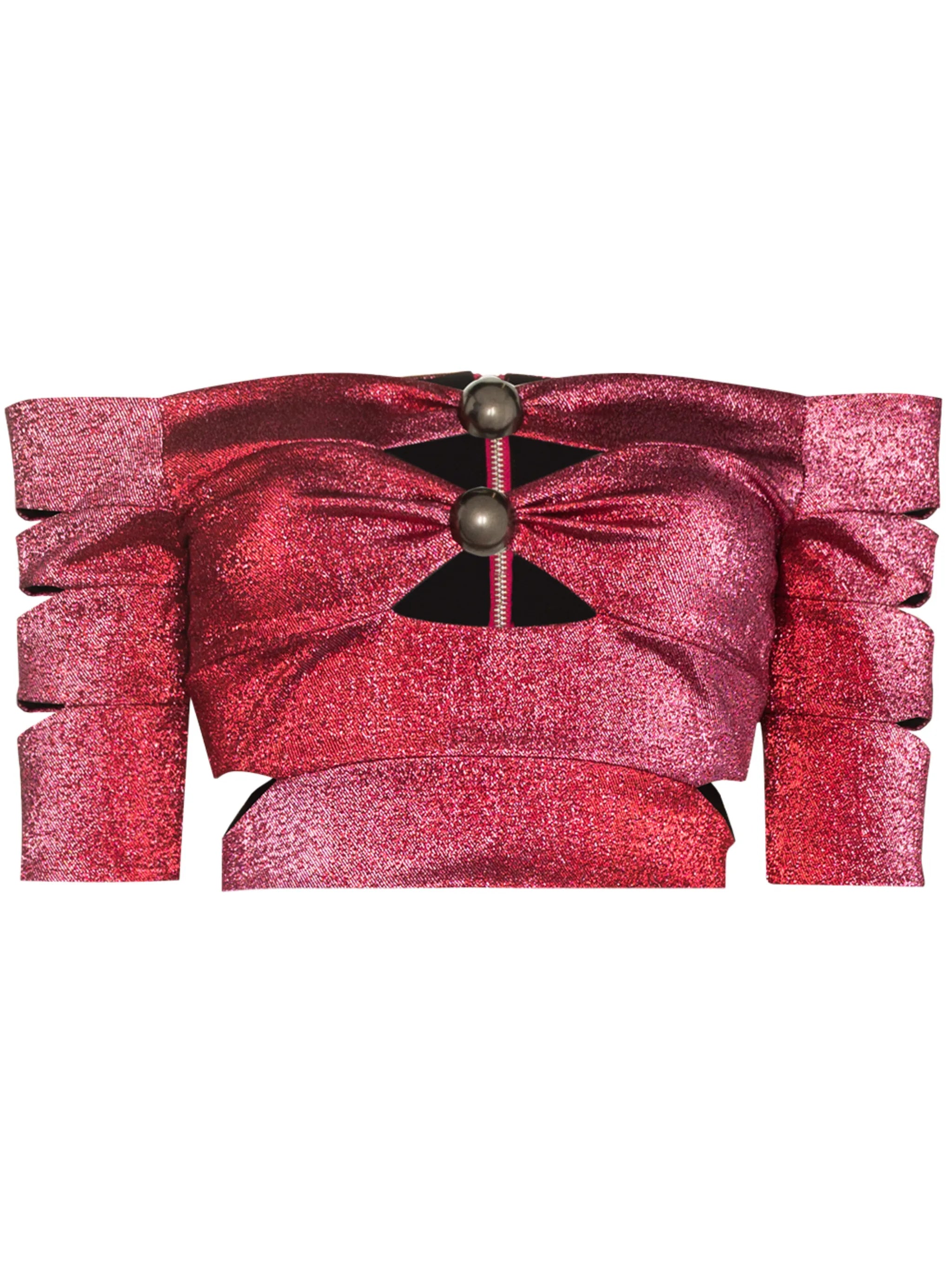 glitter cut-out crop top