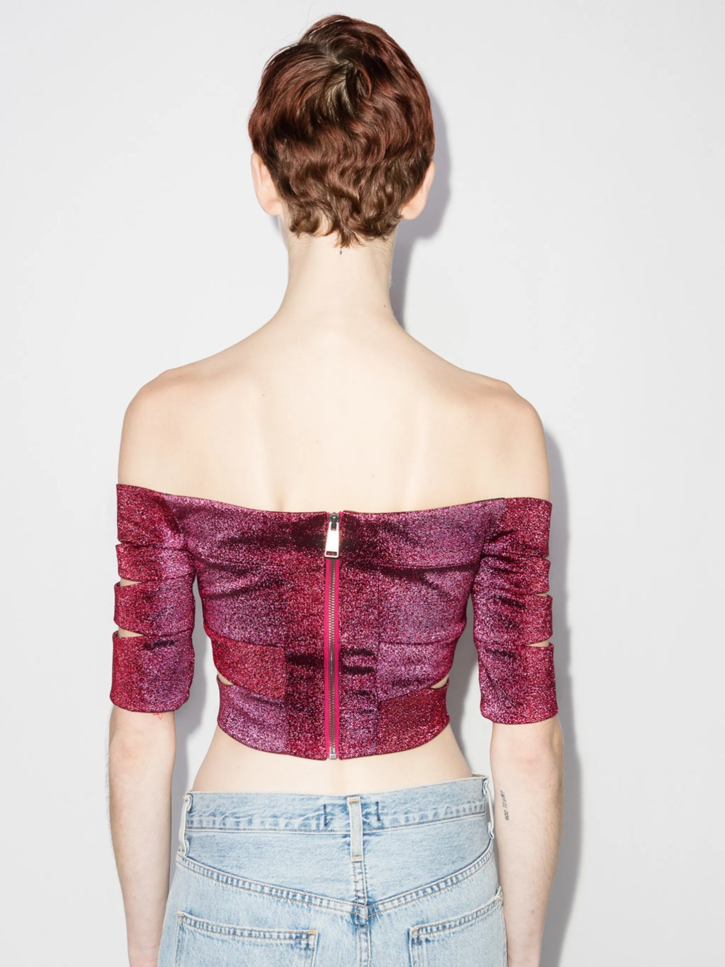 glitter cut-out crop top