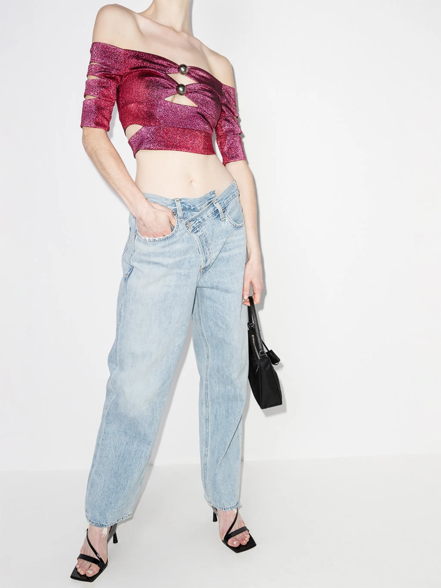 glitter cut-out crop top