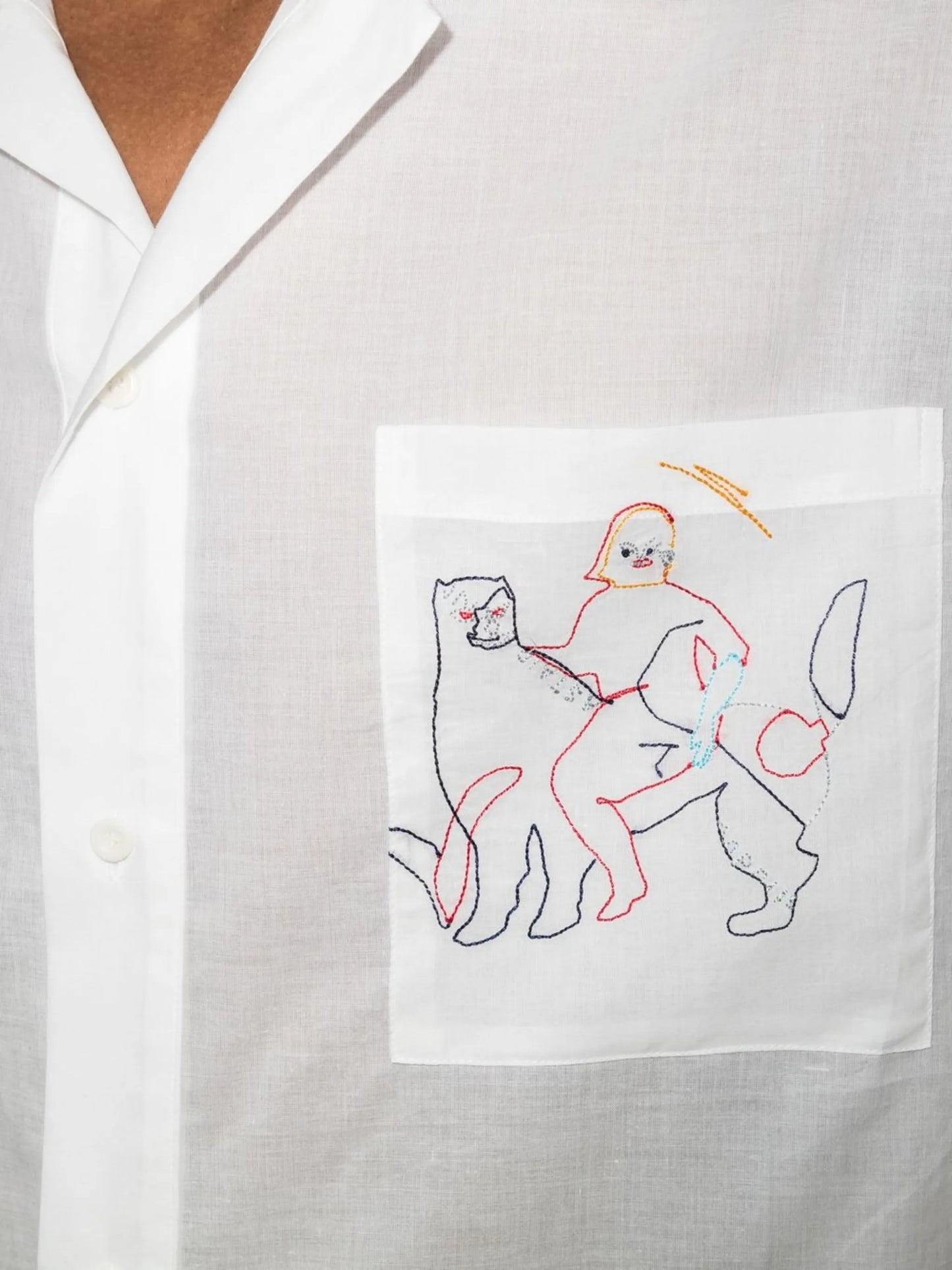 embroidered motif short-sleeved shirt