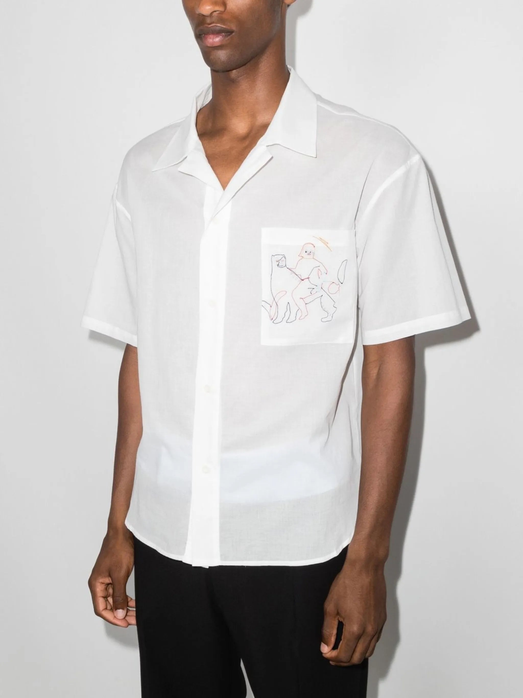 embroidered motif short-sleeved shirt