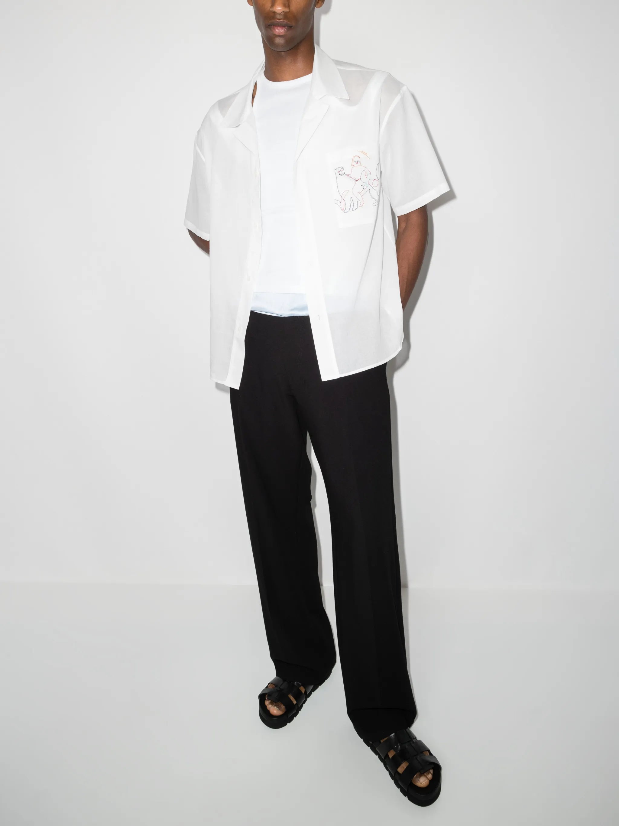 embroidered motif short-sleeved shirt
