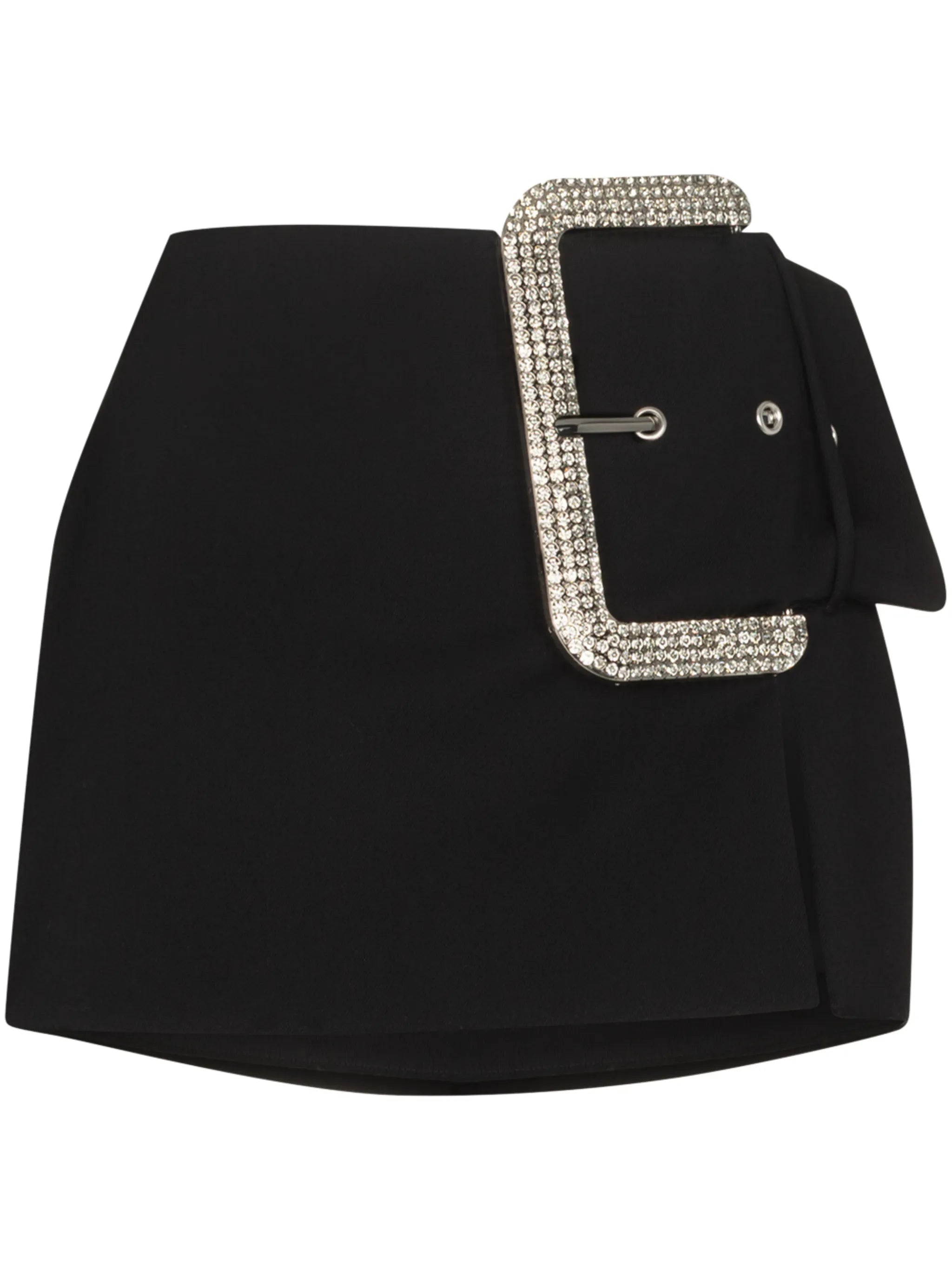 crystal-buckle mini skirt
