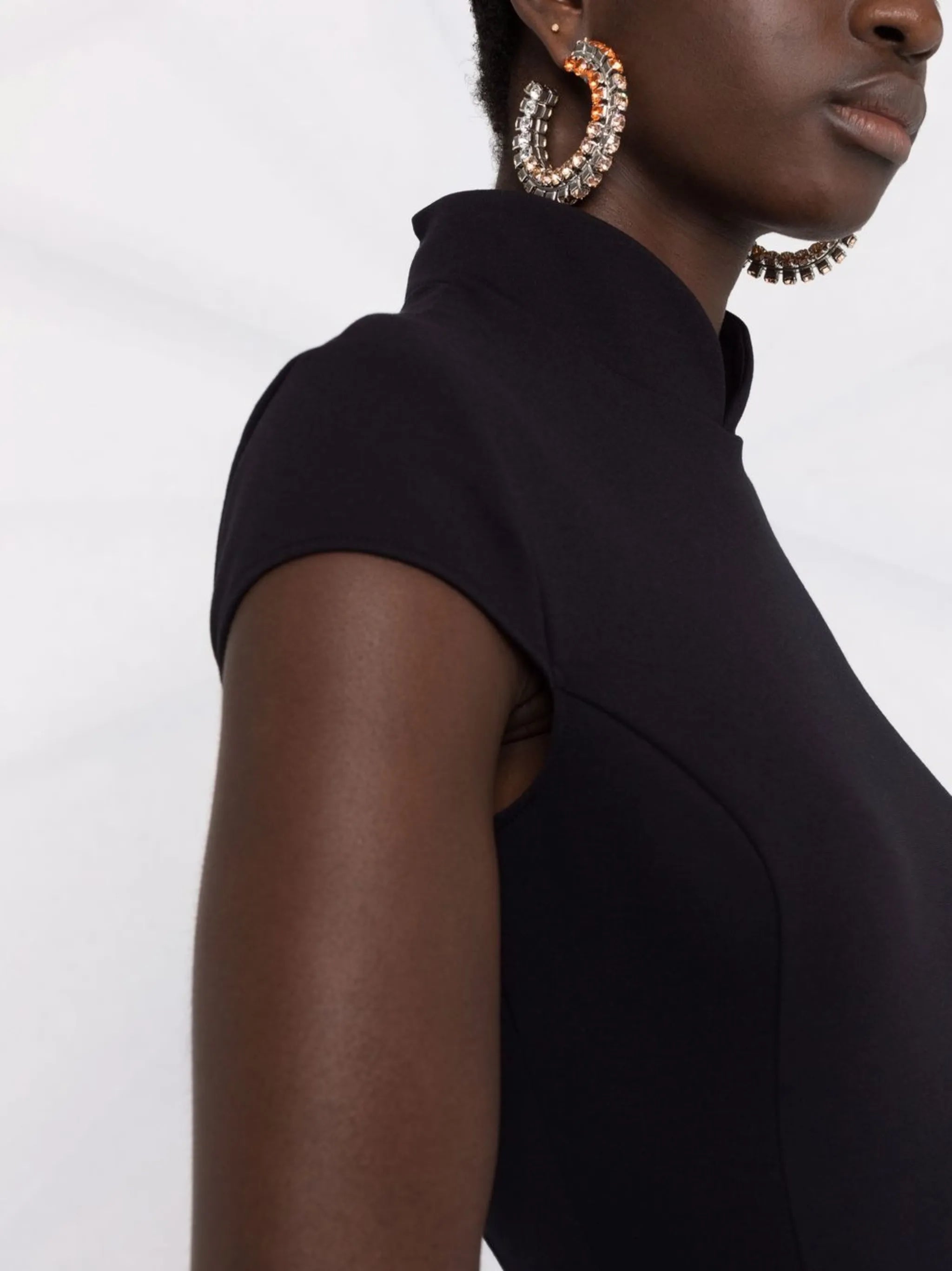 stand-up collar short-sleeved bodysuit
