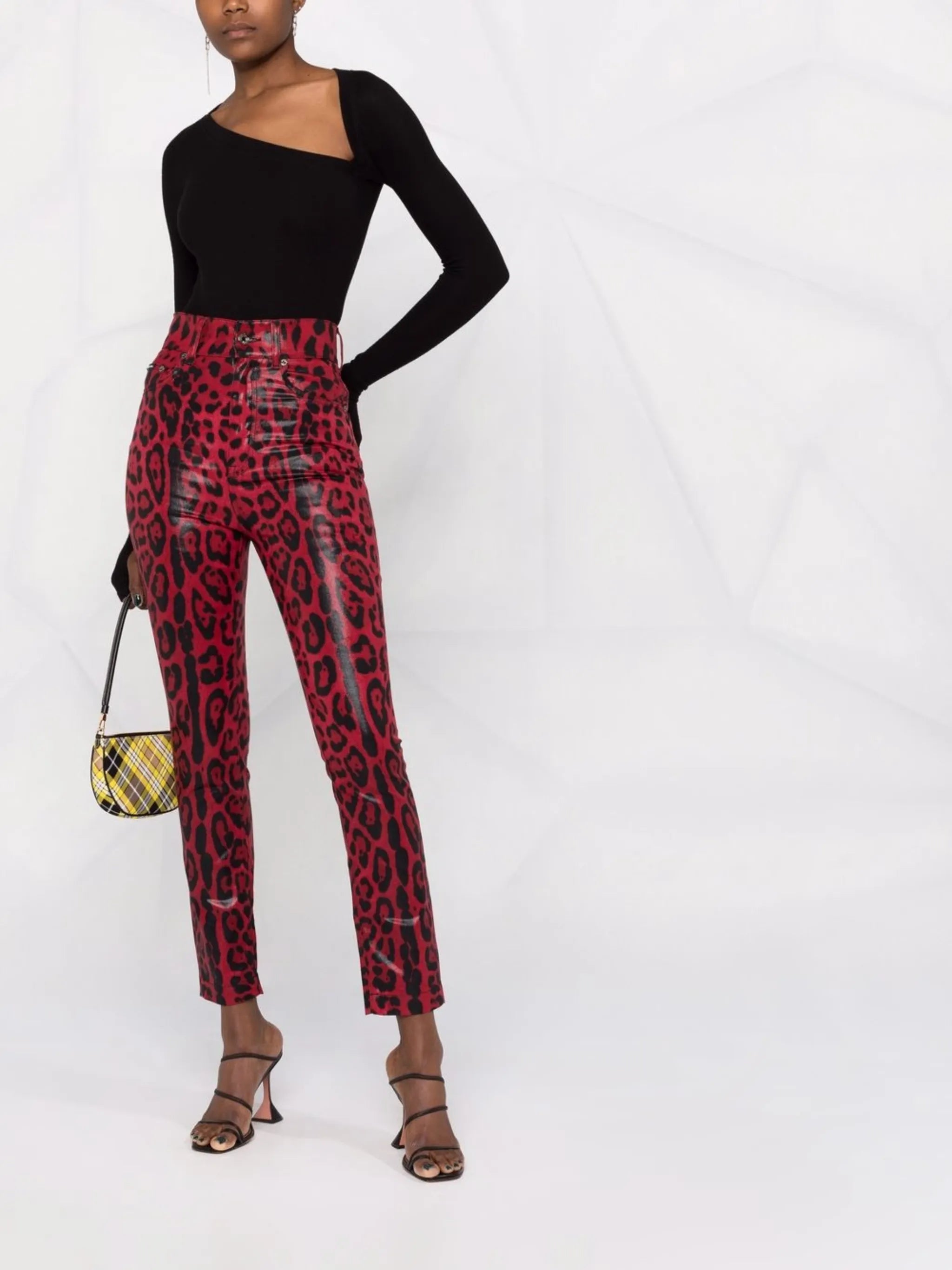 leopard print drill jeans