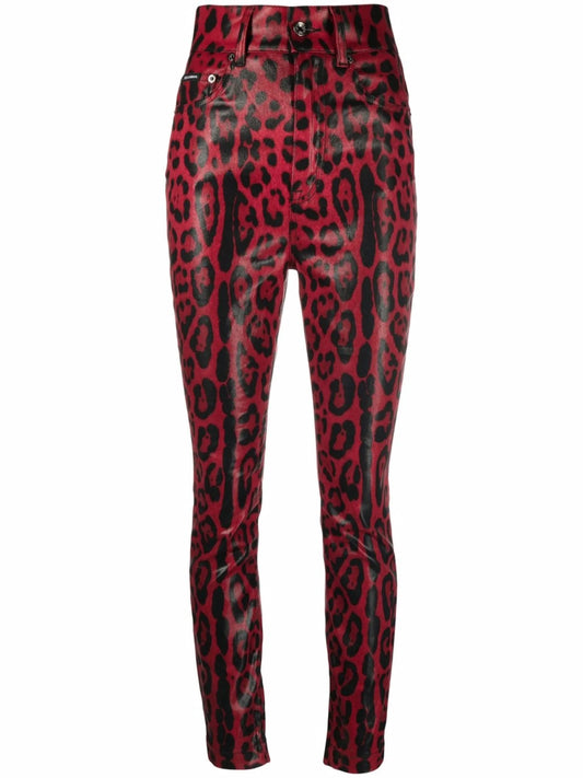 leopard print drill jeans