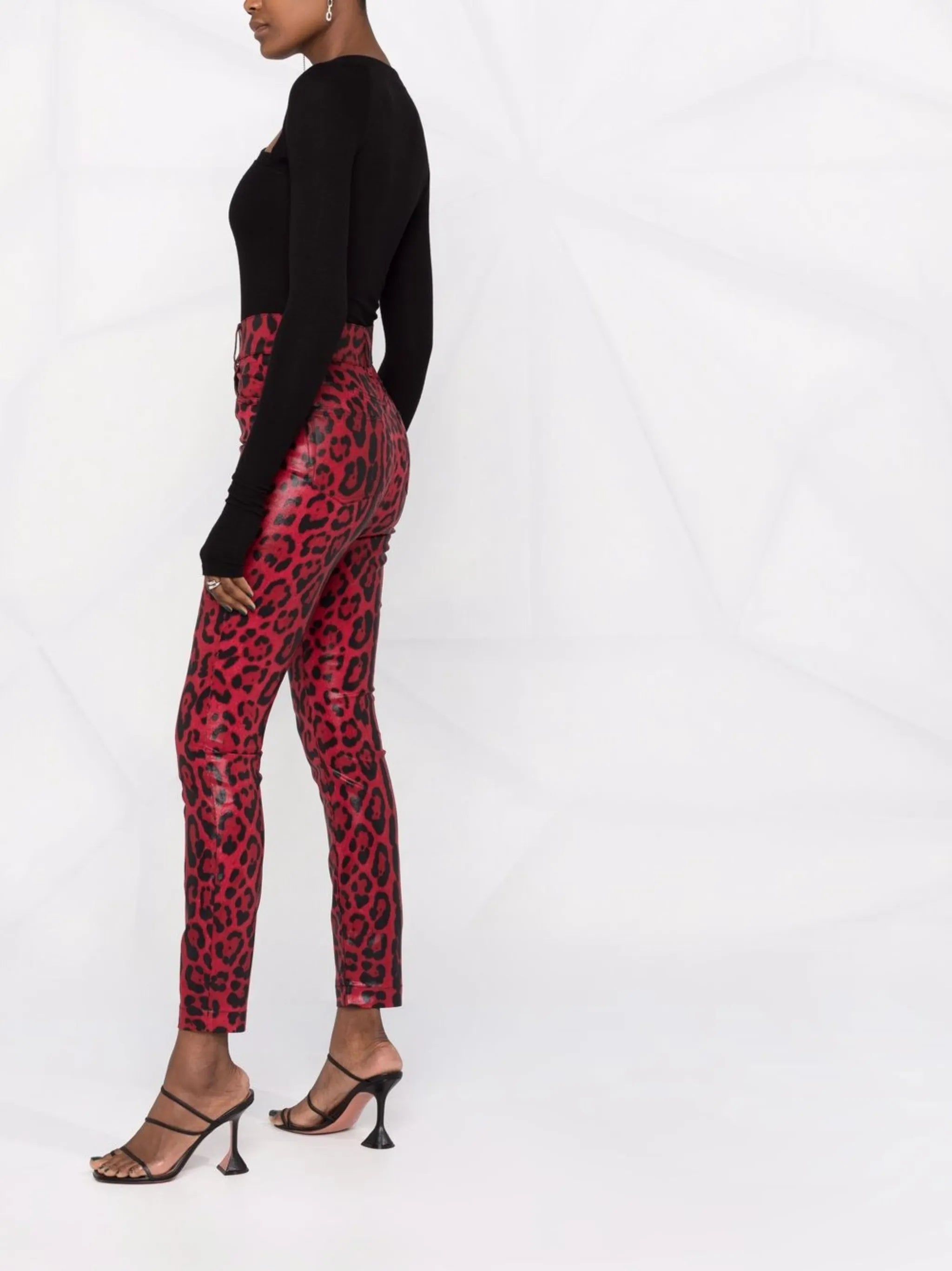 leopard print drill jeans
