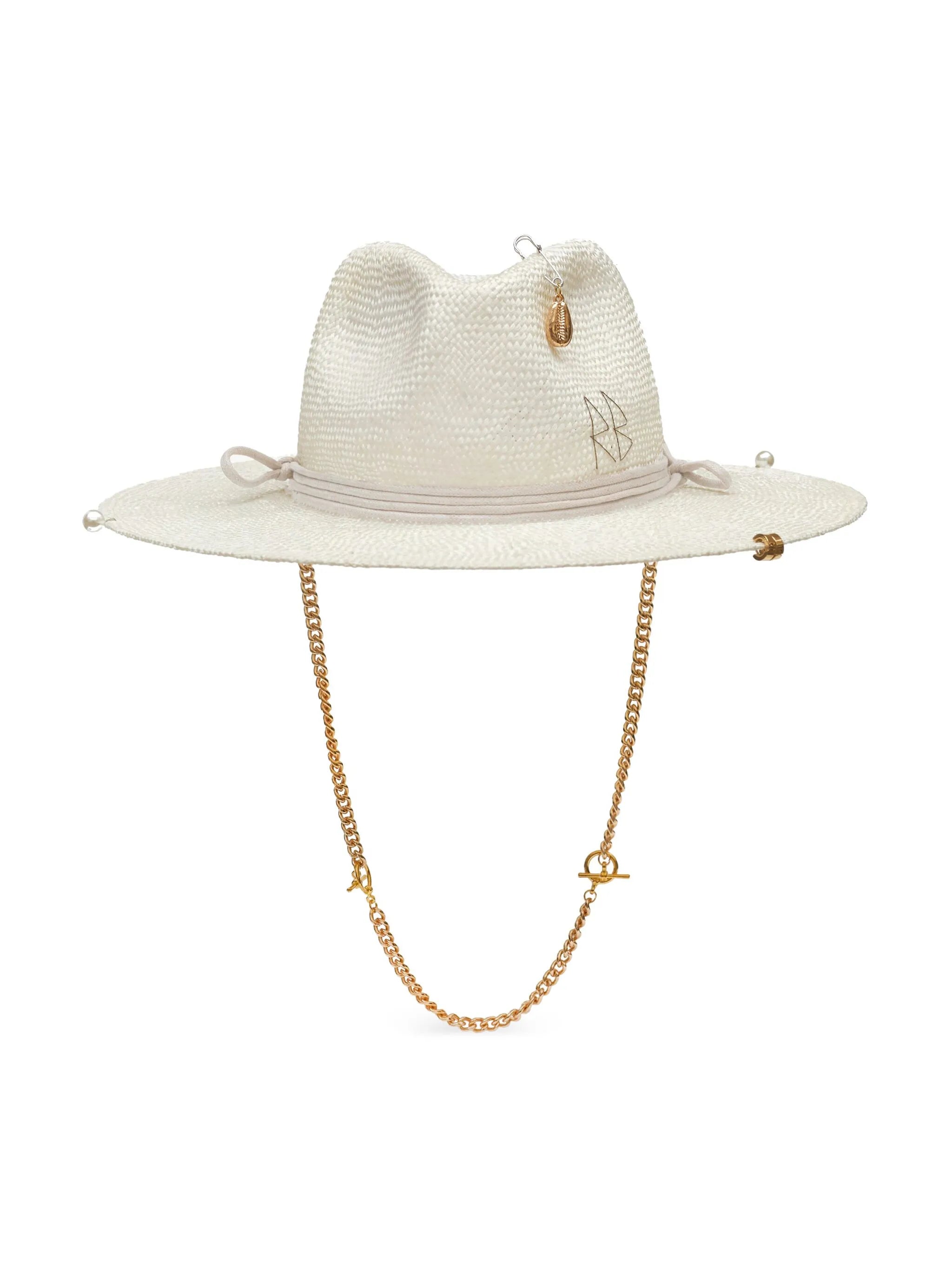 pearl-embellished fedora hat