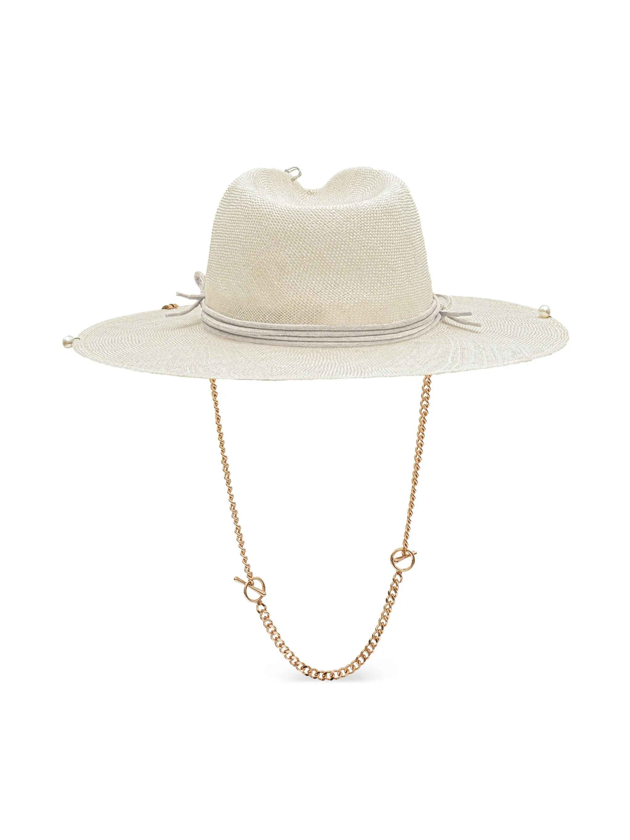 pearl-embellished fedora hat