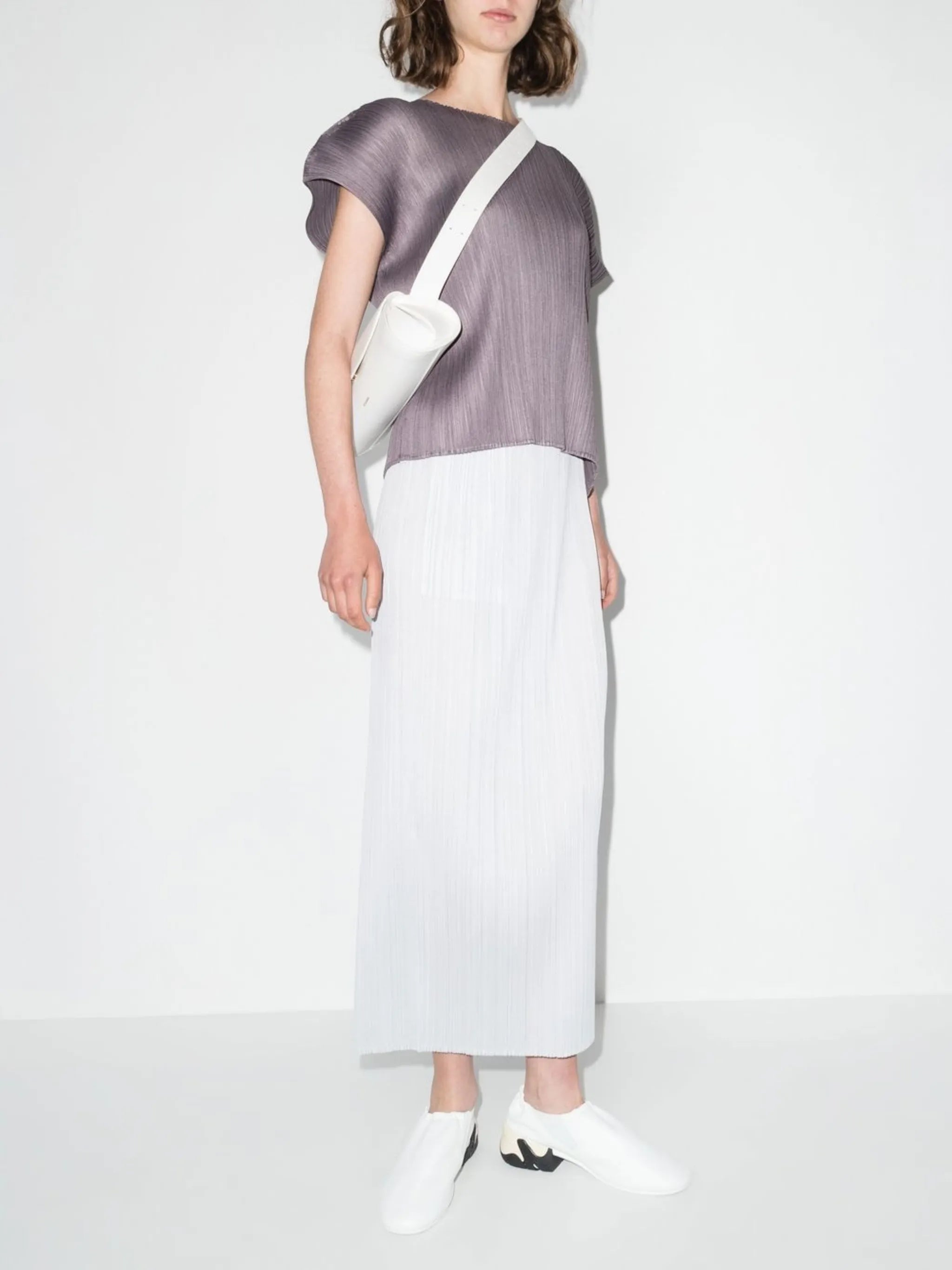 plissé midi skirt