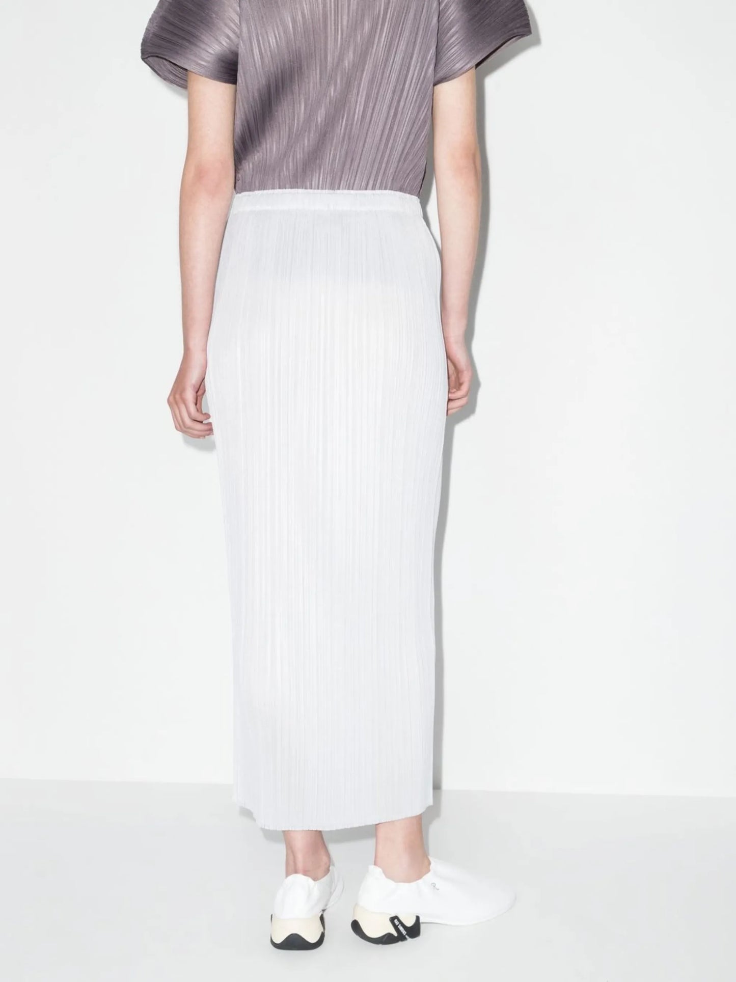 plissé midi skirt