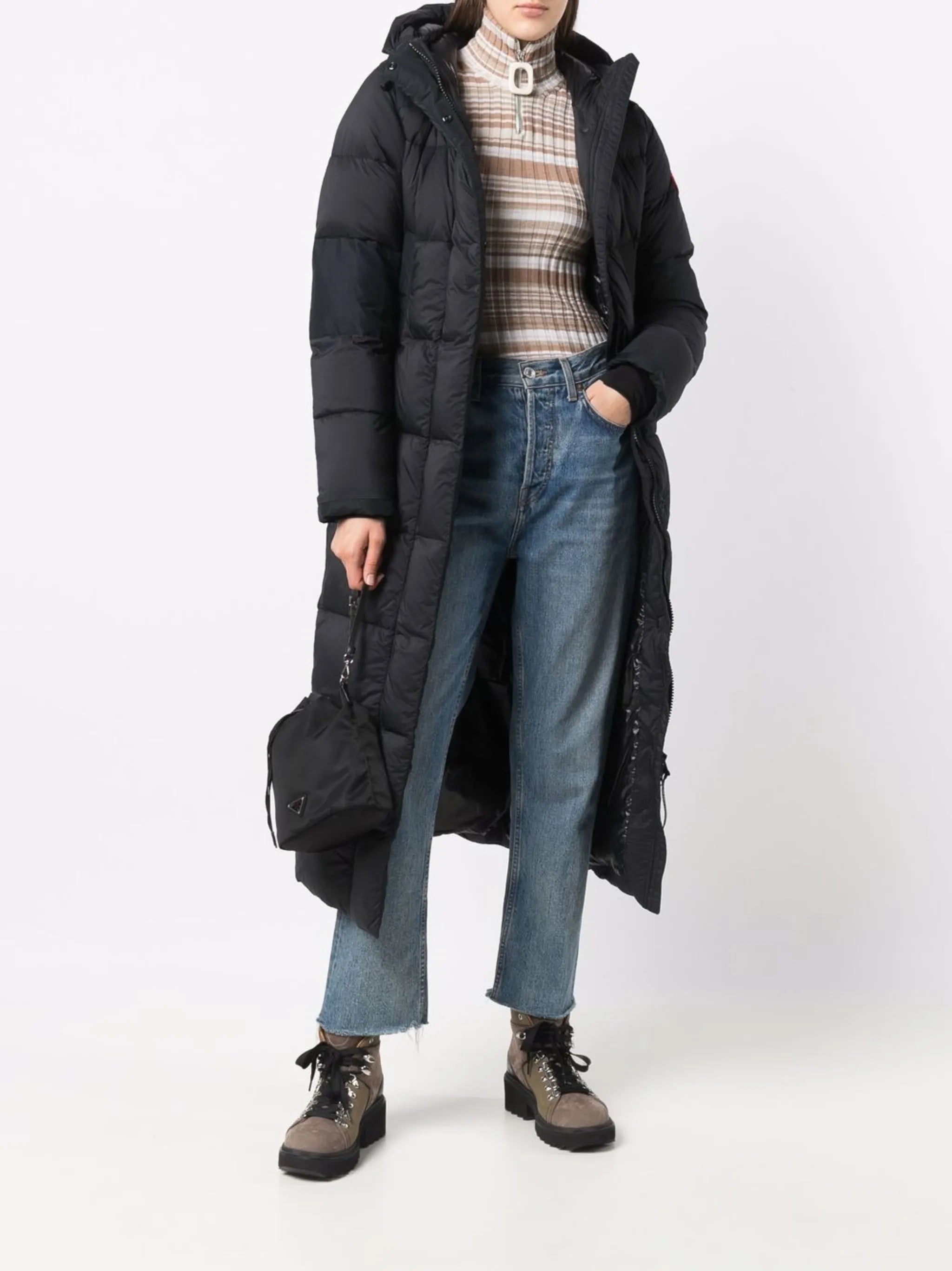 quilted-finish down coat