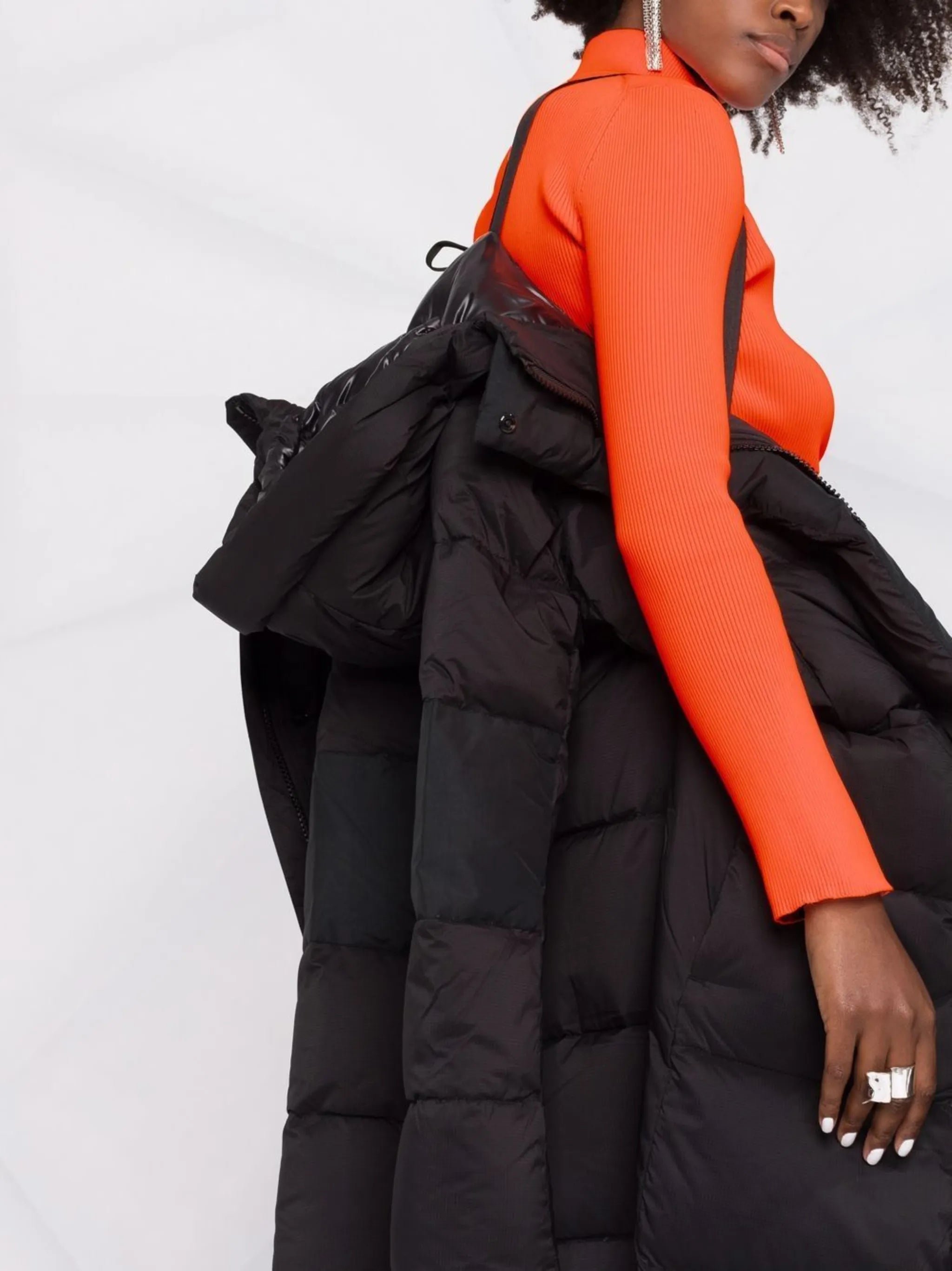 quilted-finish down coat