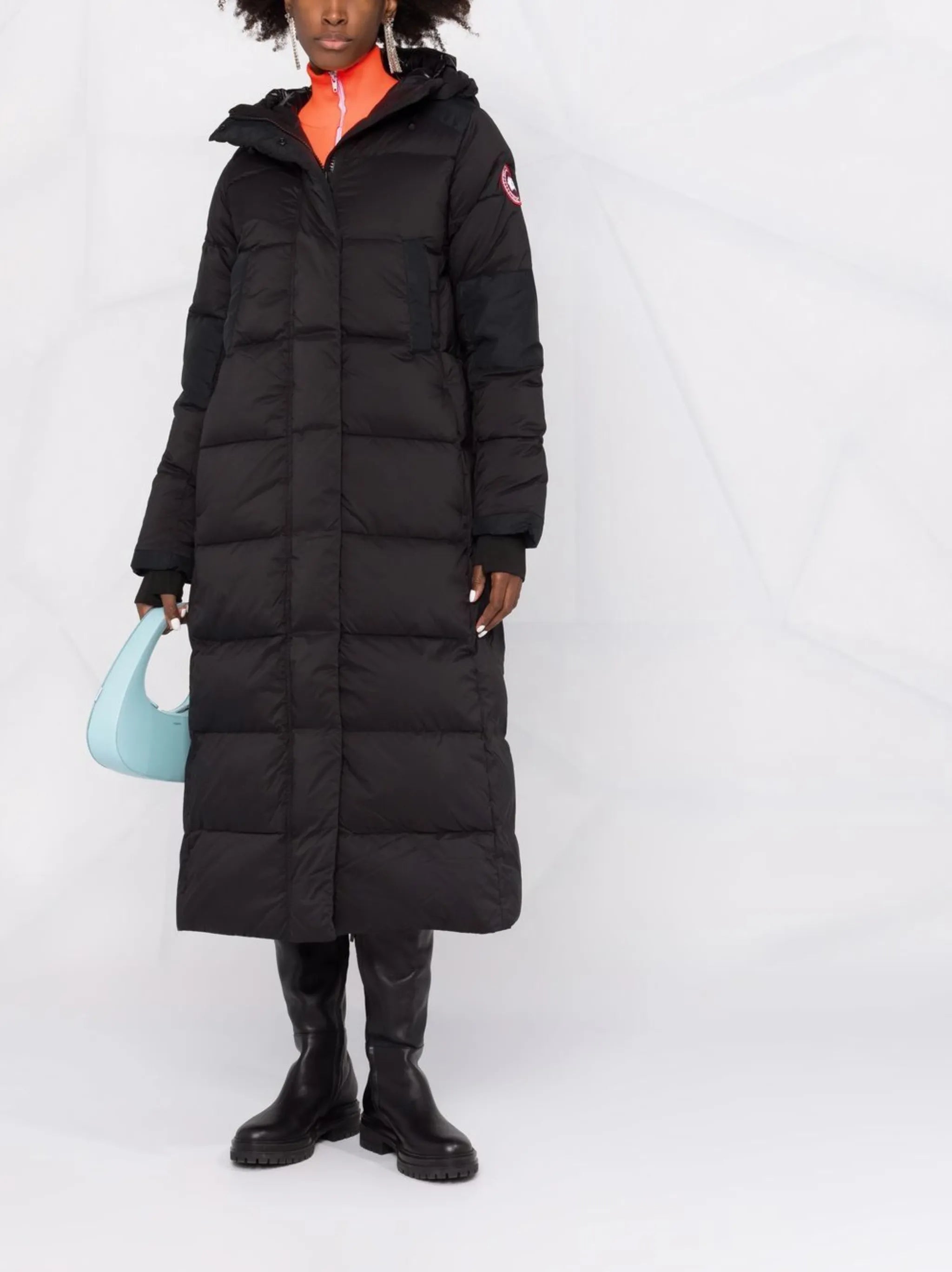 quilted-finish down coat
