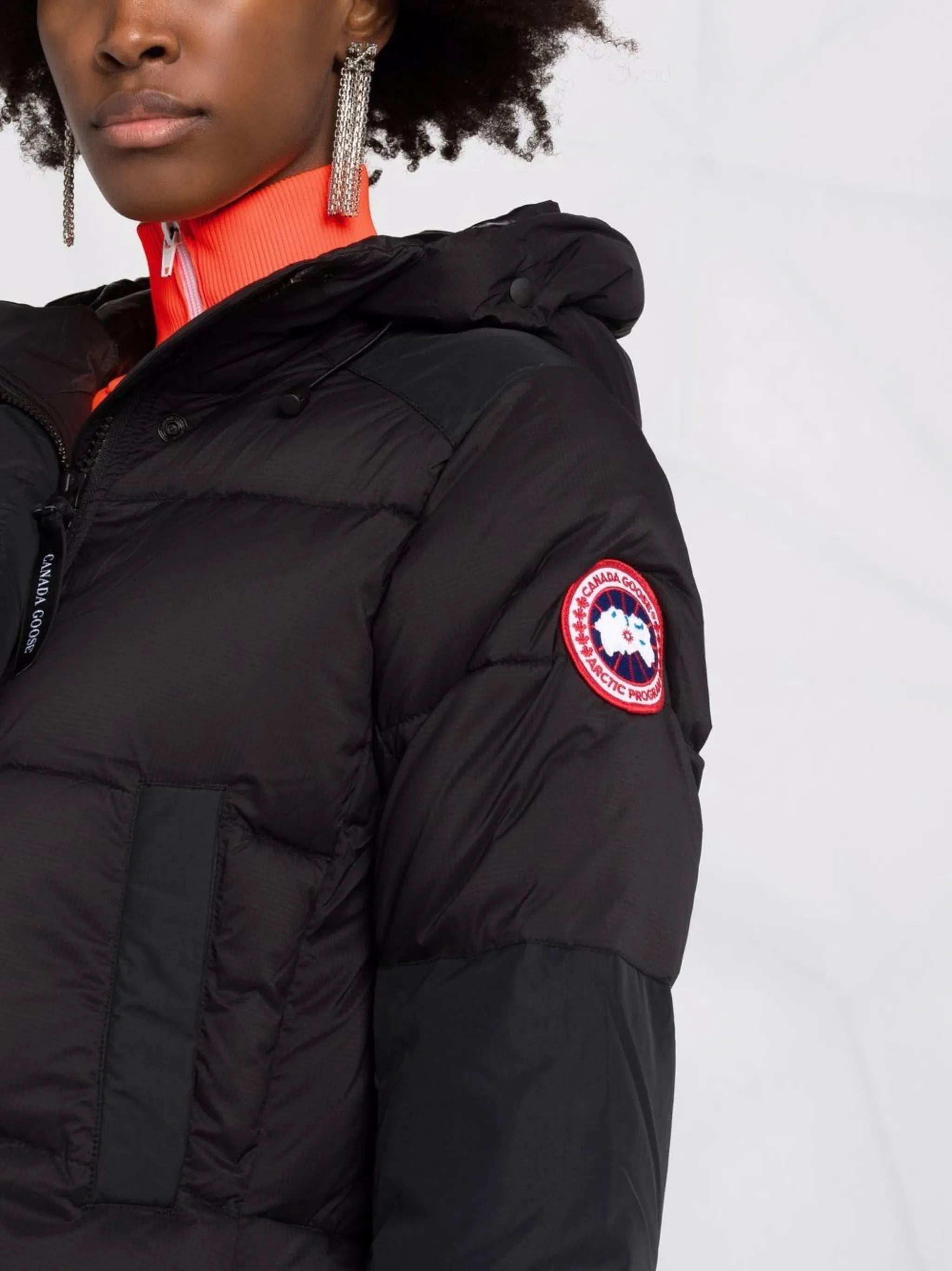 quilted-finish down coat