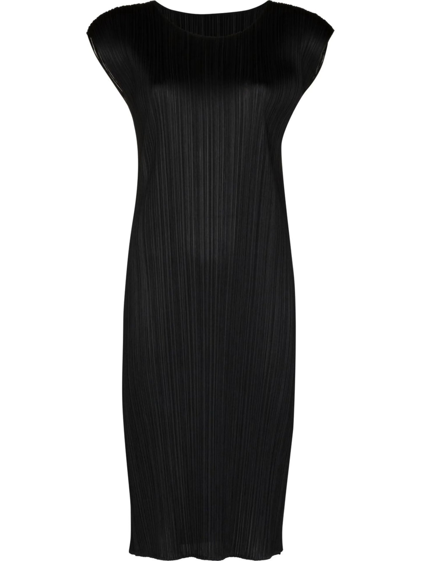 pleated short-sleeved midi dress