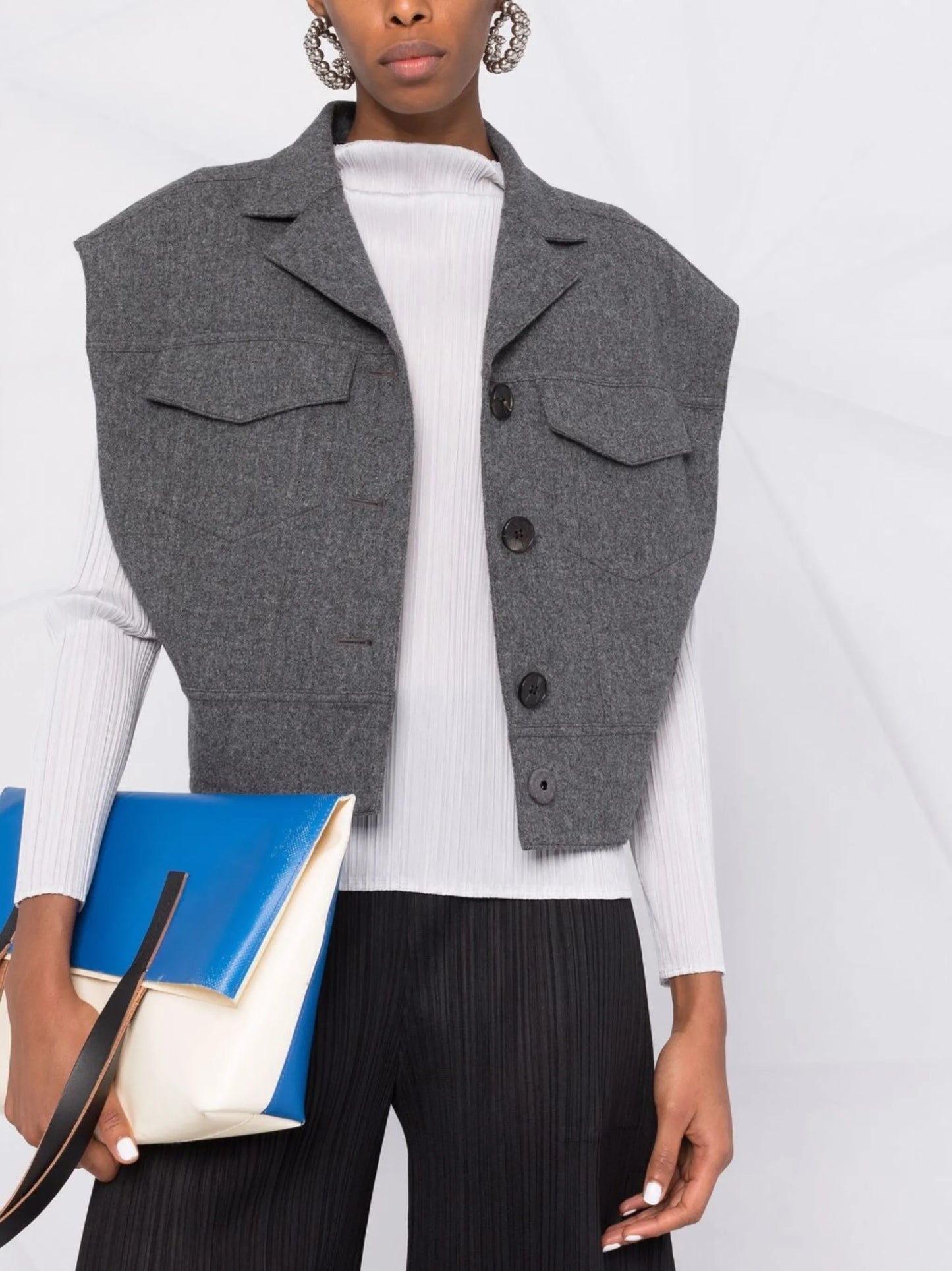 plissé-detail mock neck top