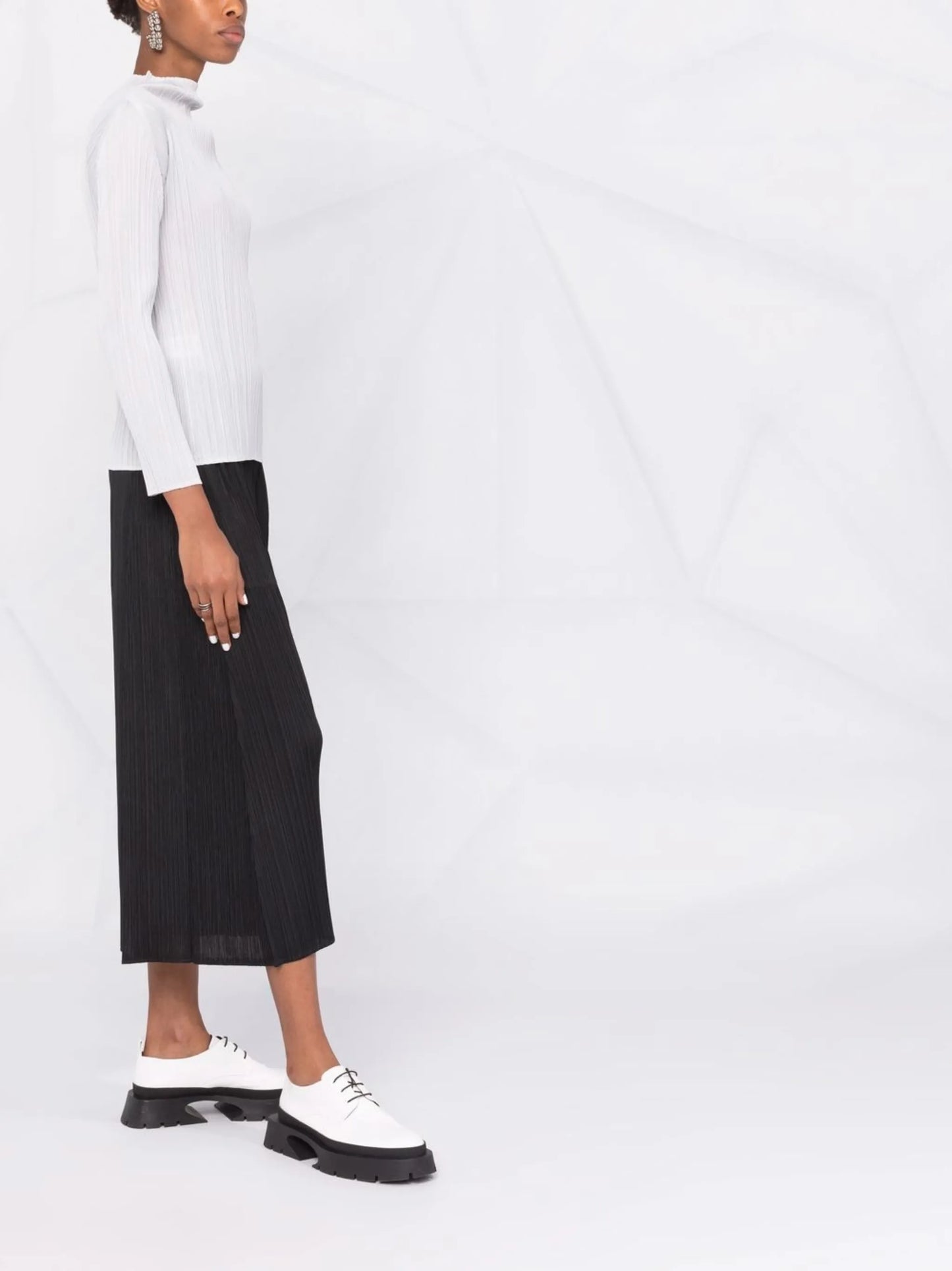 plissé-detail mock neck top