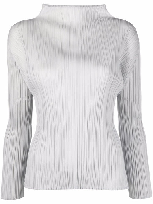 plissé-detail mock neck top